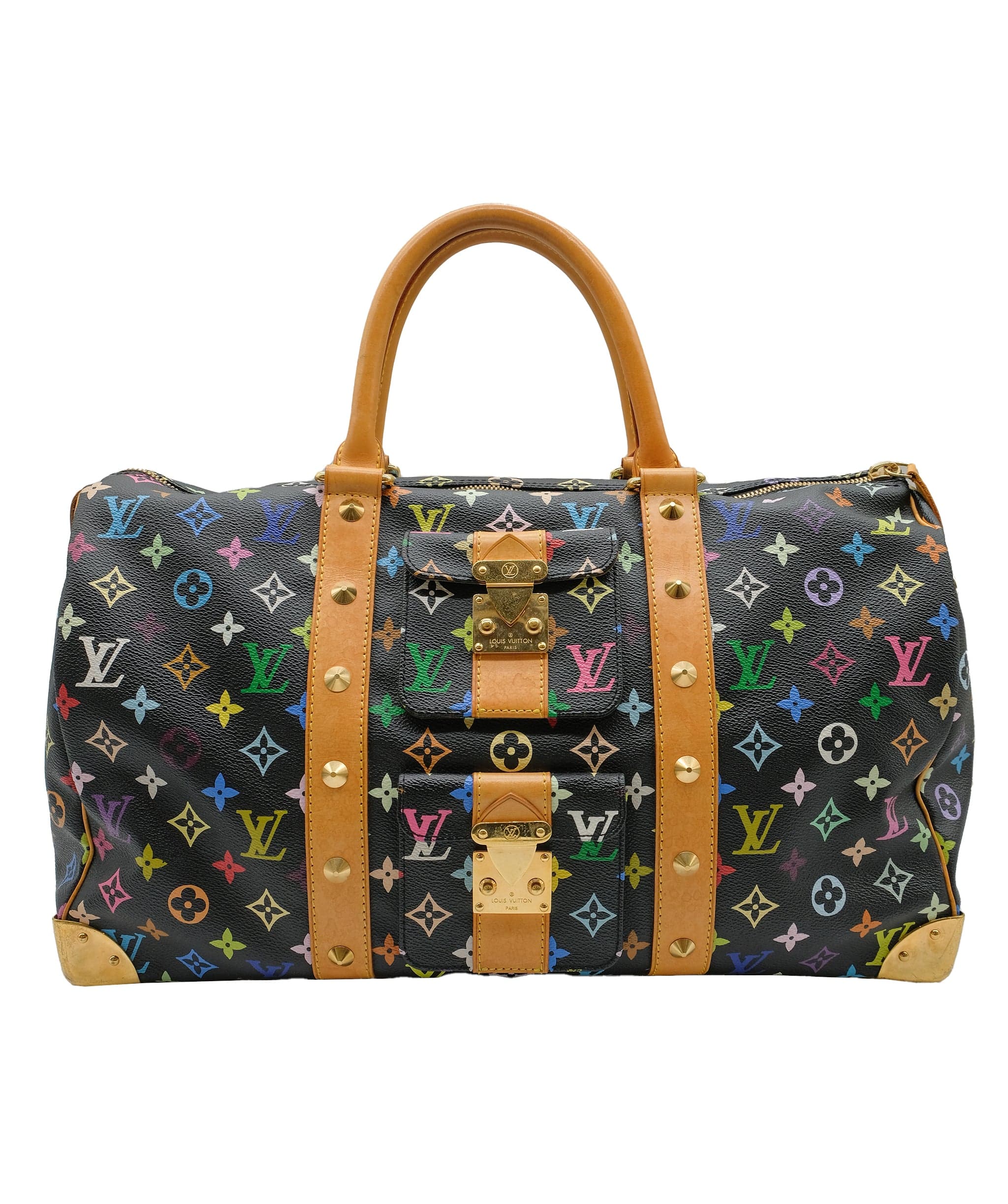 Louis Vuitton Louis Vuitton Monogram Multicolor Keepall 45 Boston Bag Black M92640 Auth 28150A DXBS0313