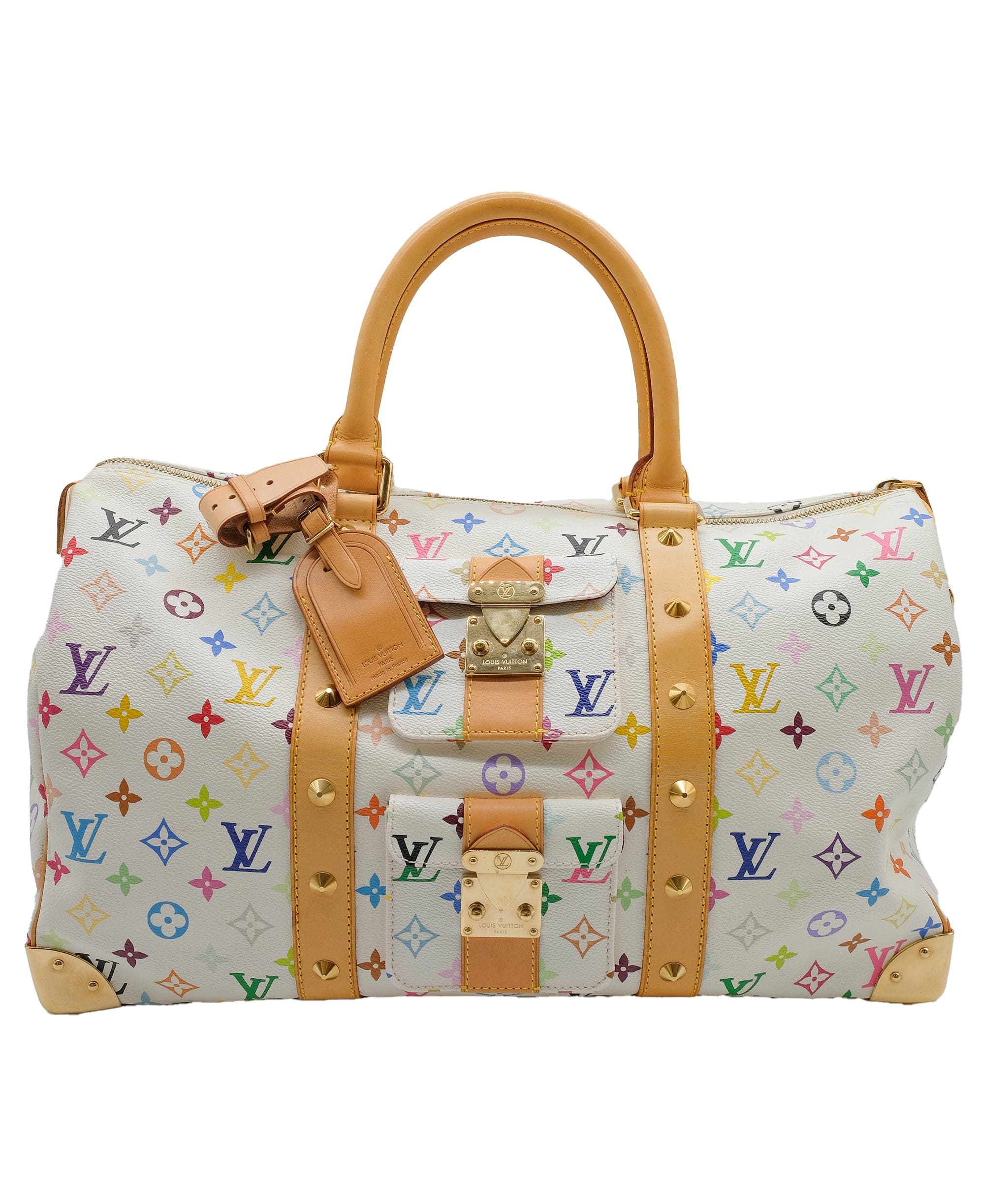 Louis Vuitton Louis Vuitton Monogram Multicolor Keepall 45 Boston Bag White M92641 Auth 63604A DXBS0314