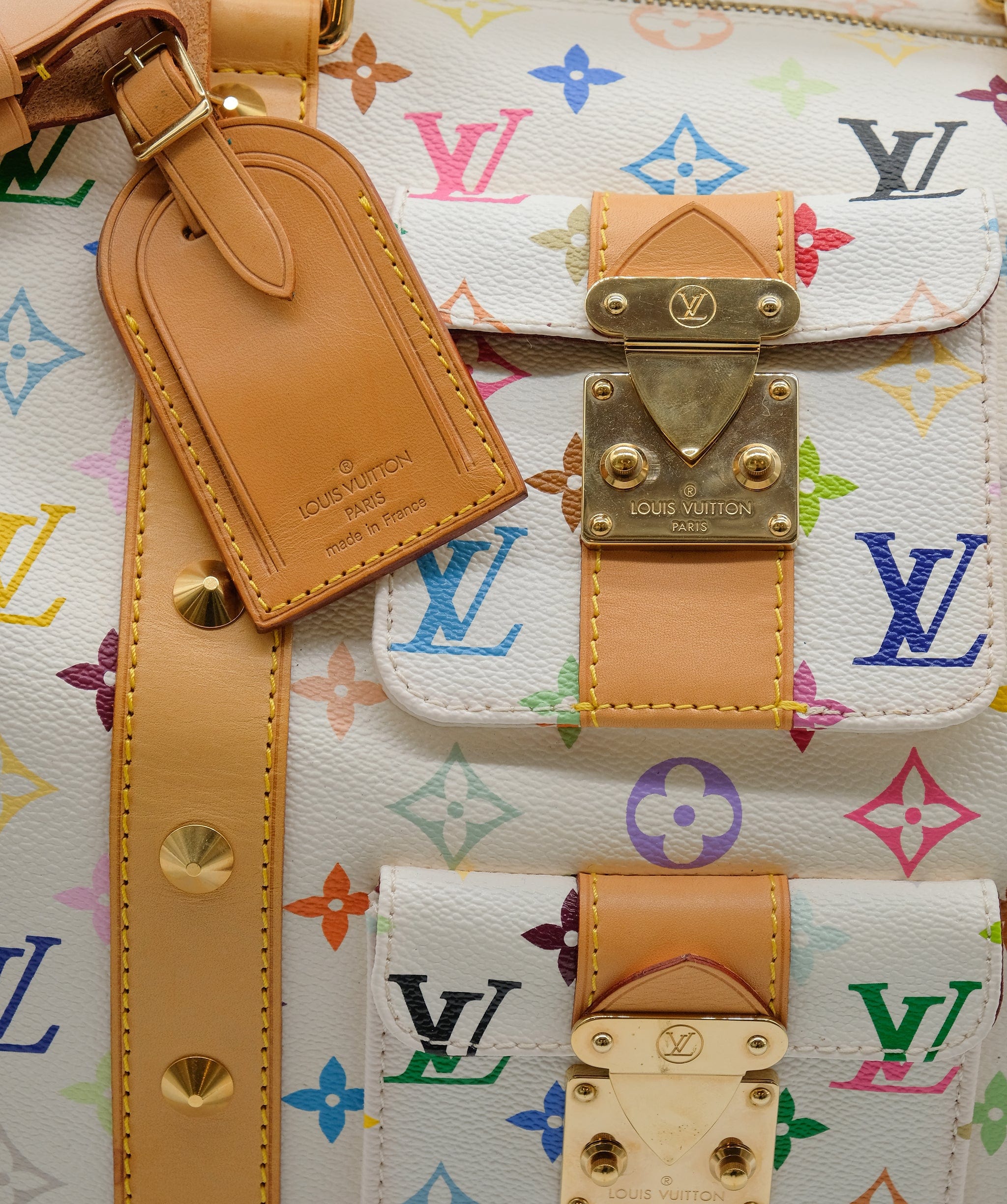 Louis Vuitton Louis Vuitton Monogram Multicolor Keepall 45 Boston Bag White M92641 Auth 63604A DXBS0314