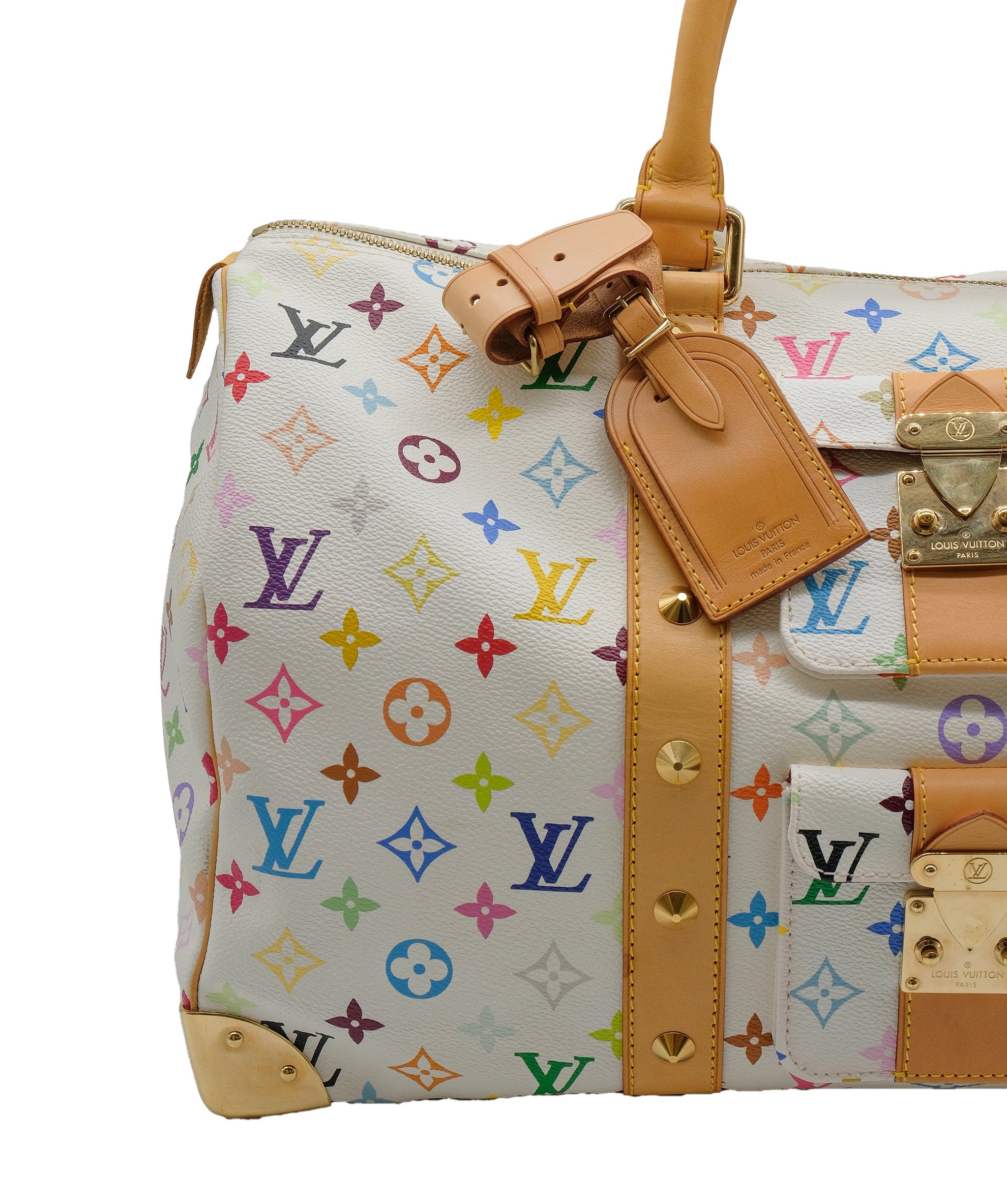 Louis Vuitton Louis Vuitton Monogram Multicolor Keepall 45 Boston Bag White M92641 Auth 63604A DXBS0314