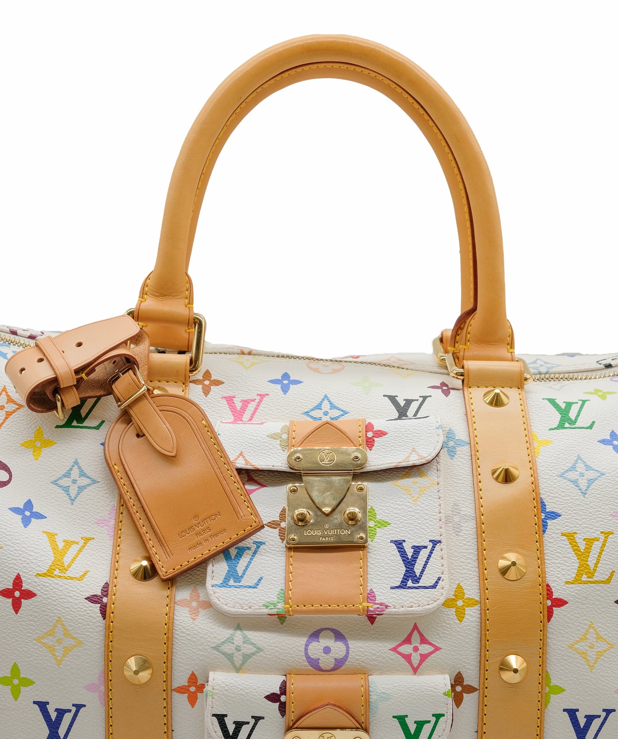 Louis Vuitton Louis Vuitton Monogram Multicolor Keepall 45 Boston Bag White M92641 Auth 63604A DXBS0314