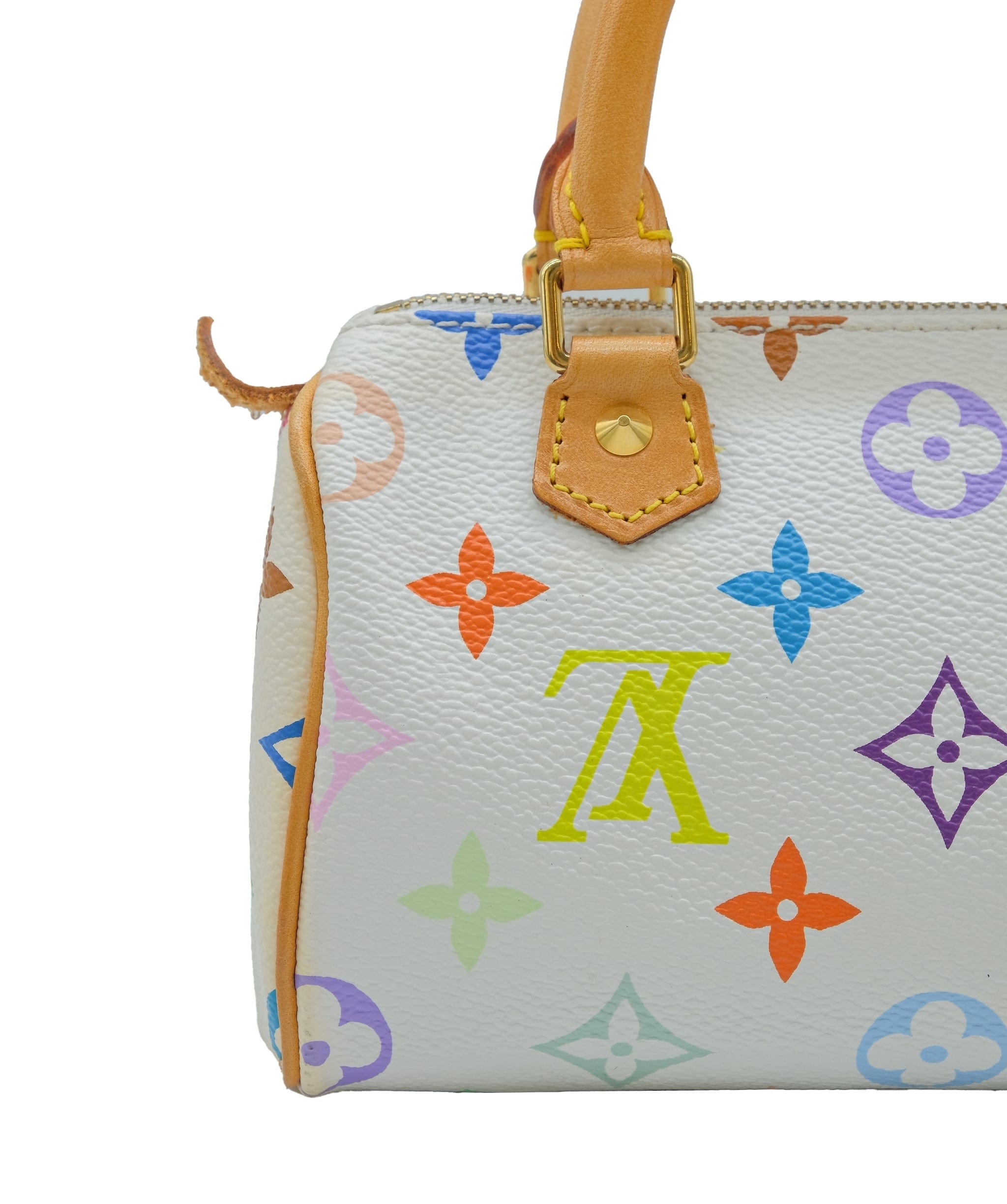 Louis Vuitton Louis Vuitton Monogram Multicolor Mini Speedy Hand Bag white M92644 Auth 73932A DXBS0315