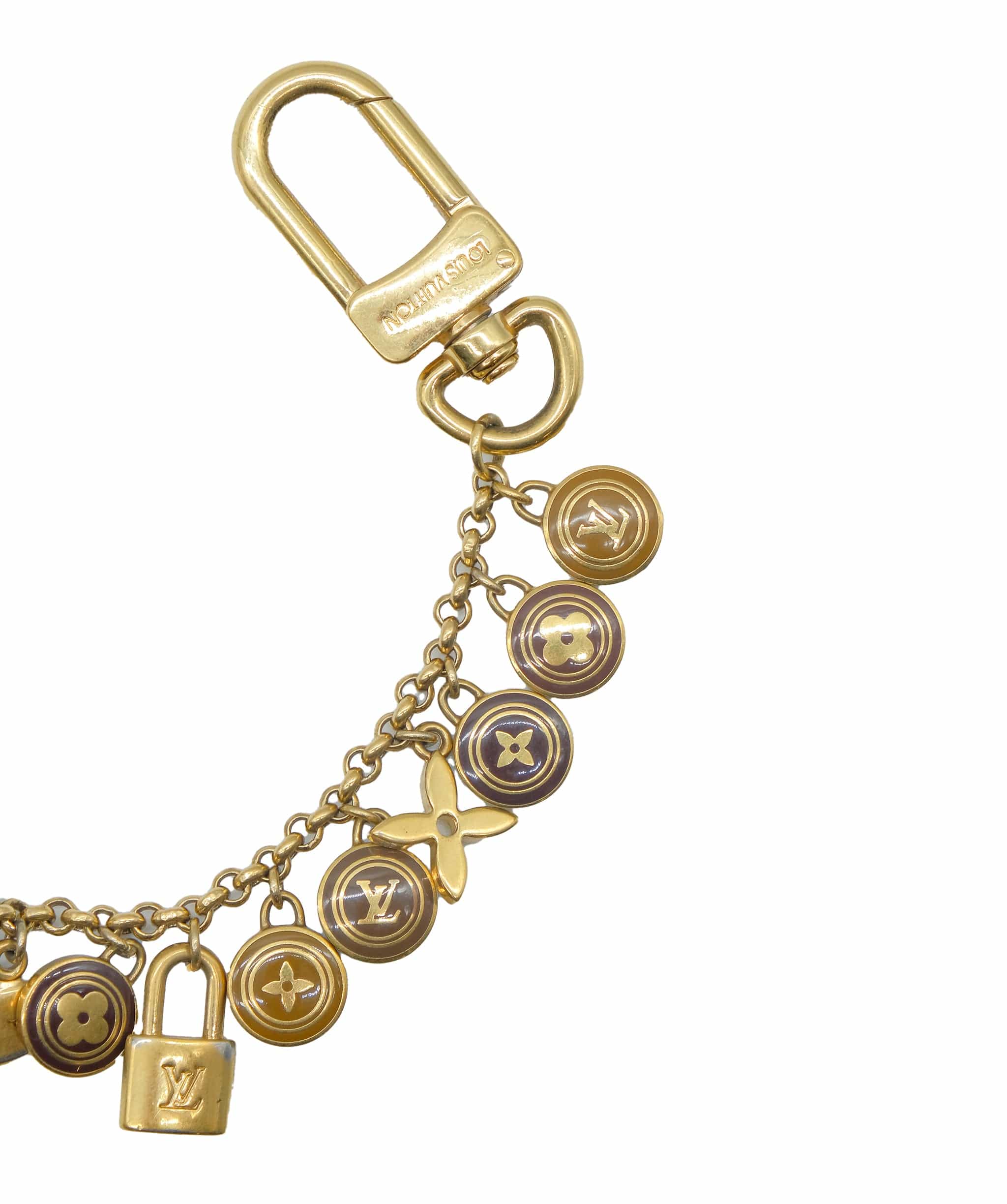 Louis Vuitton LOUIS VUITTON Monogram Porte Cles Chainne Pastilles Charm Gold M66172 Auth74243 DXBS0411