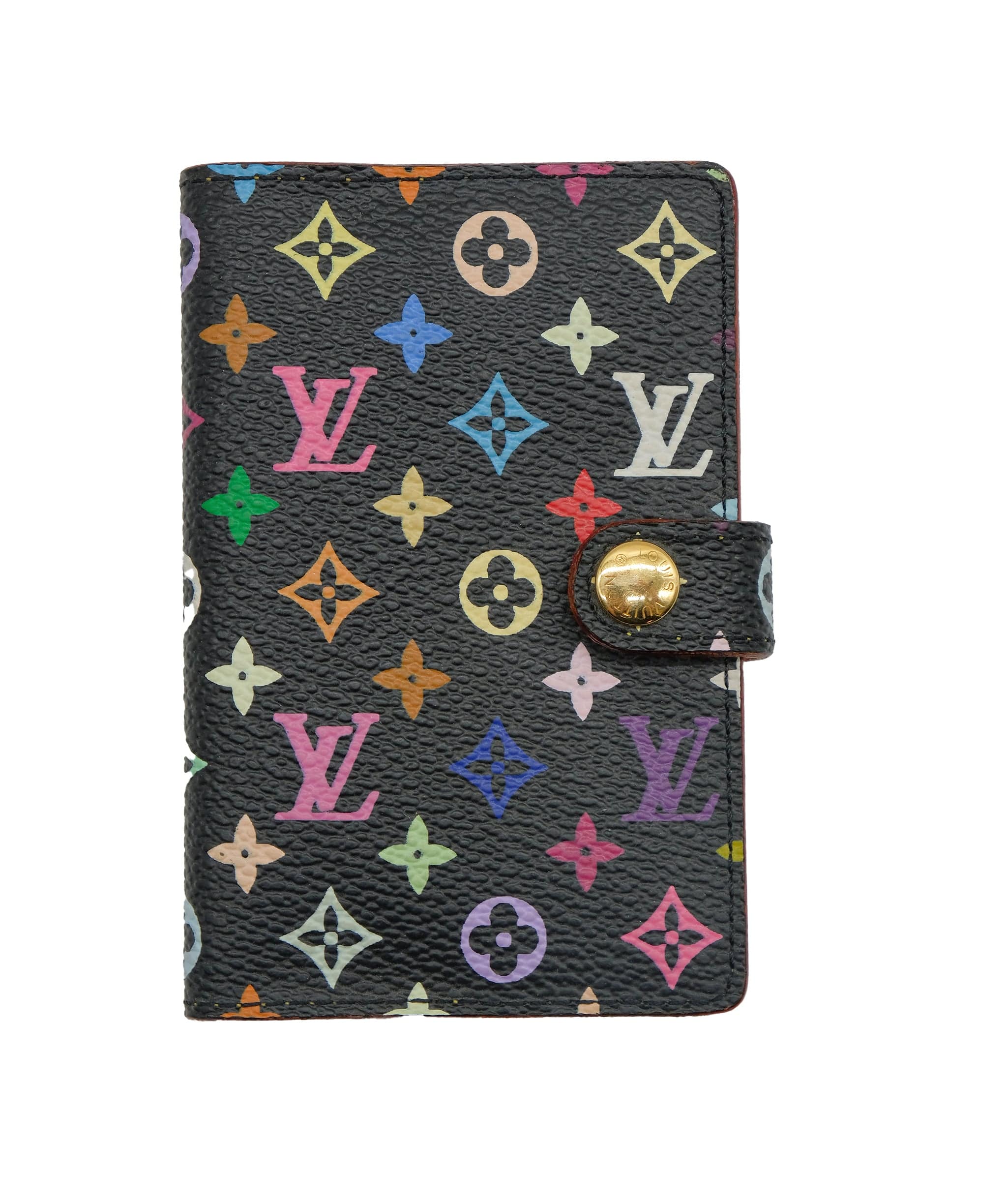 Louis Vuitton Louis Vuitton Multicolor Agenda Mini Note Cover Black M92654 Auth 29931A DXBS0294