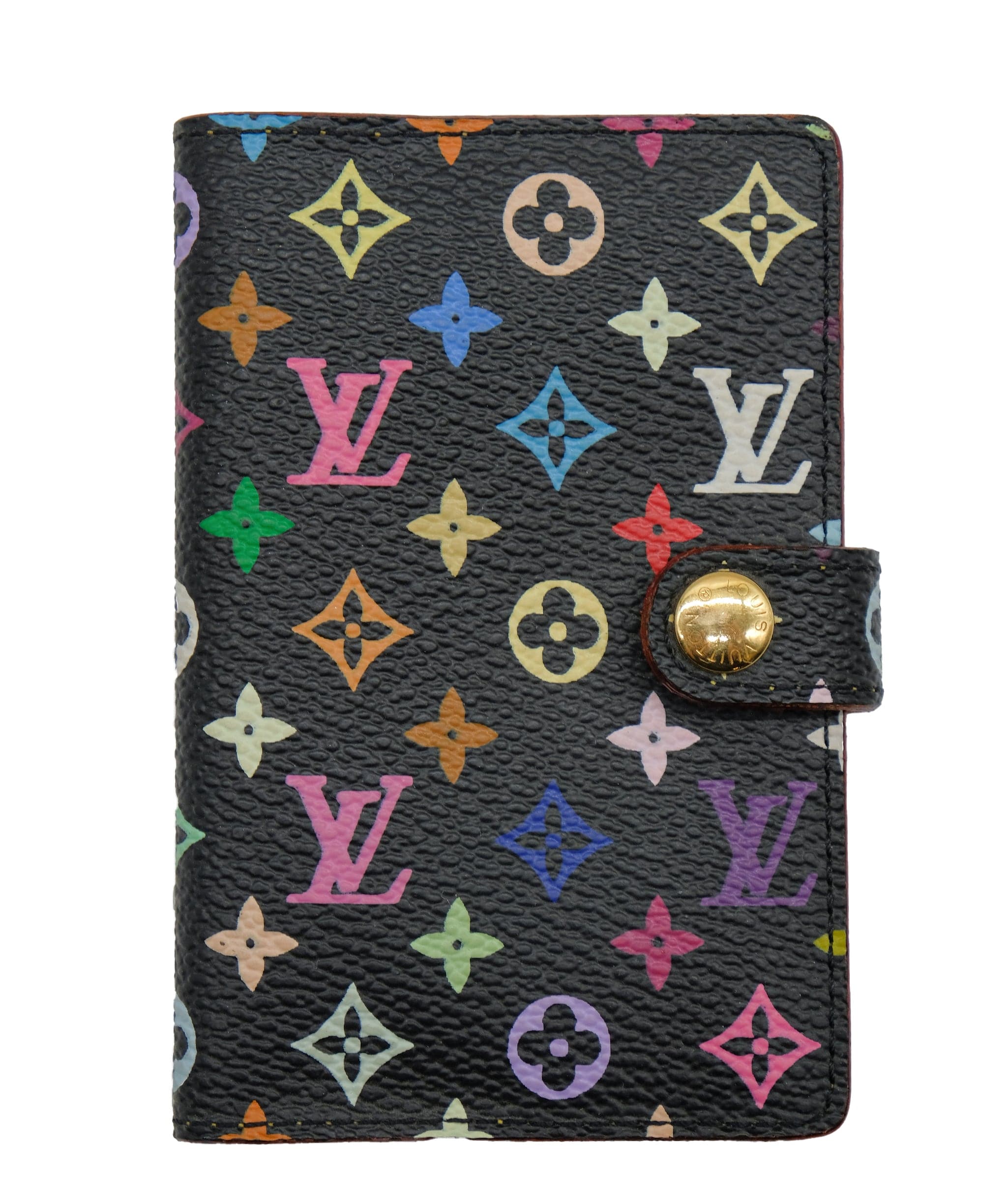 Louis Vuitton Louis Vuitton Multicolor Agenda Mini Note Cover Black M92654 Auth 29931A DXBS0294