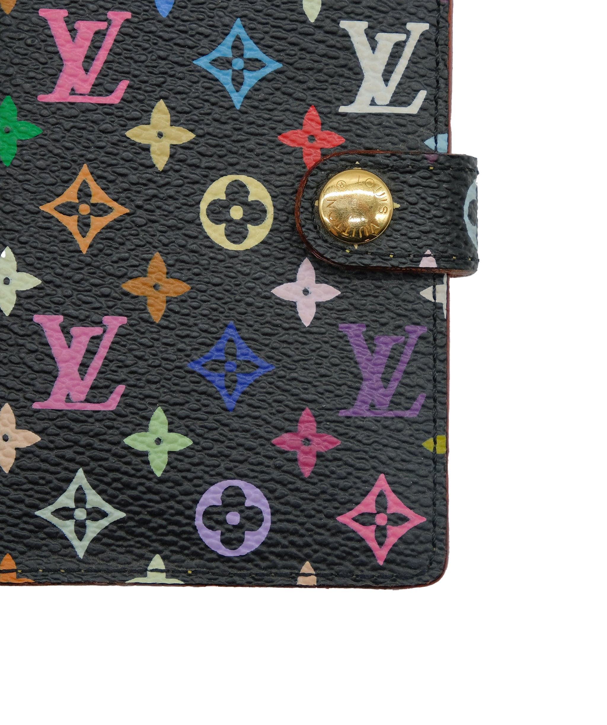 Louis Vuitton Louis Vuitton Multicolor Agenda Mini Note Cover Black M92654 Auth 29931A DXBS0294