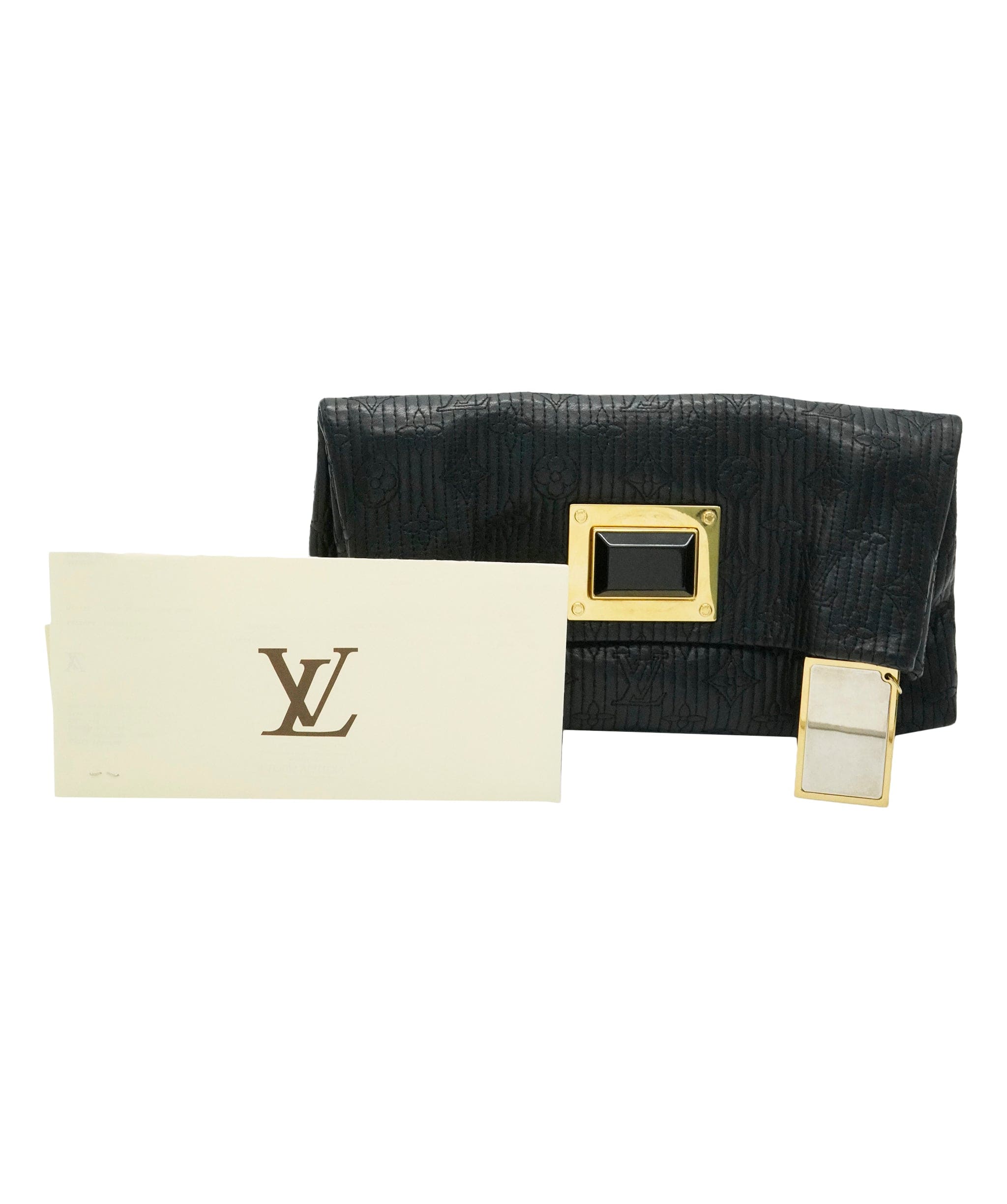 Louis Vuitton Louis Vuitton Black Quilted Lambskin Monogram Altair Clutch ABC0956