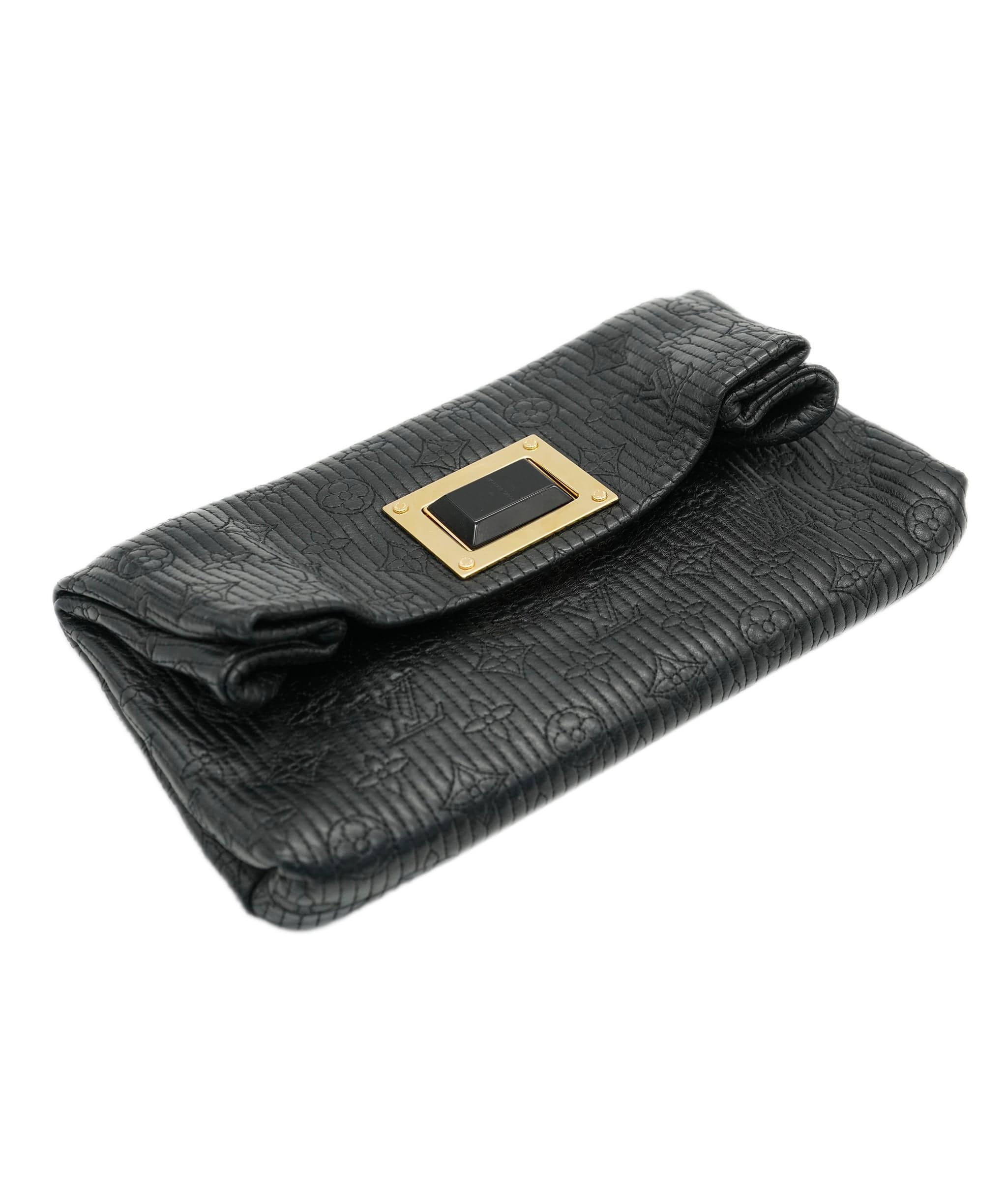 Louis Vuitton Louis Vuitton Black Quilted Lambskin Monogram Altair Clutch ABC0956