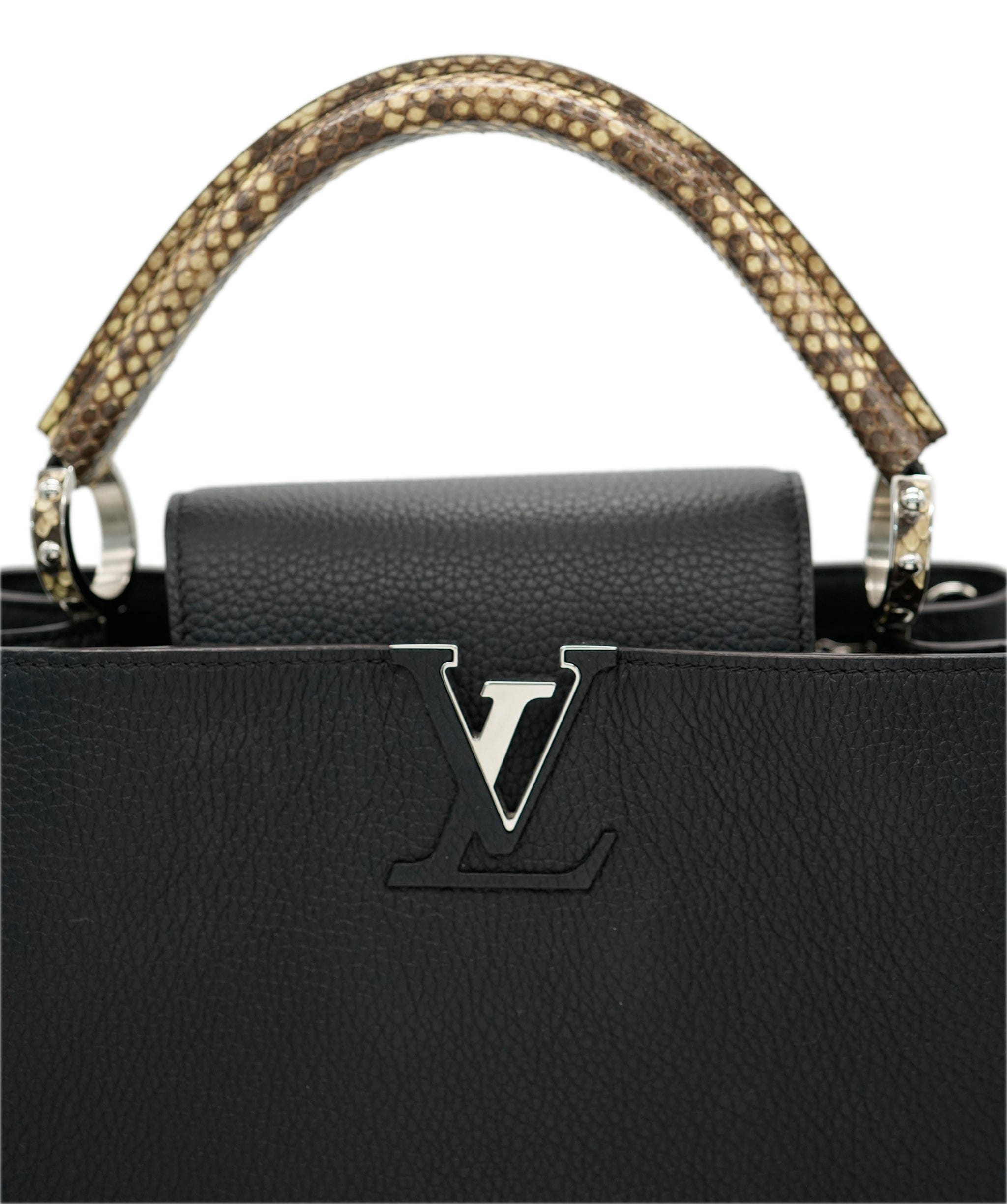 Louis Vuitton Louis Vuitton Black Taurillon Python Capucines MM ABC0972