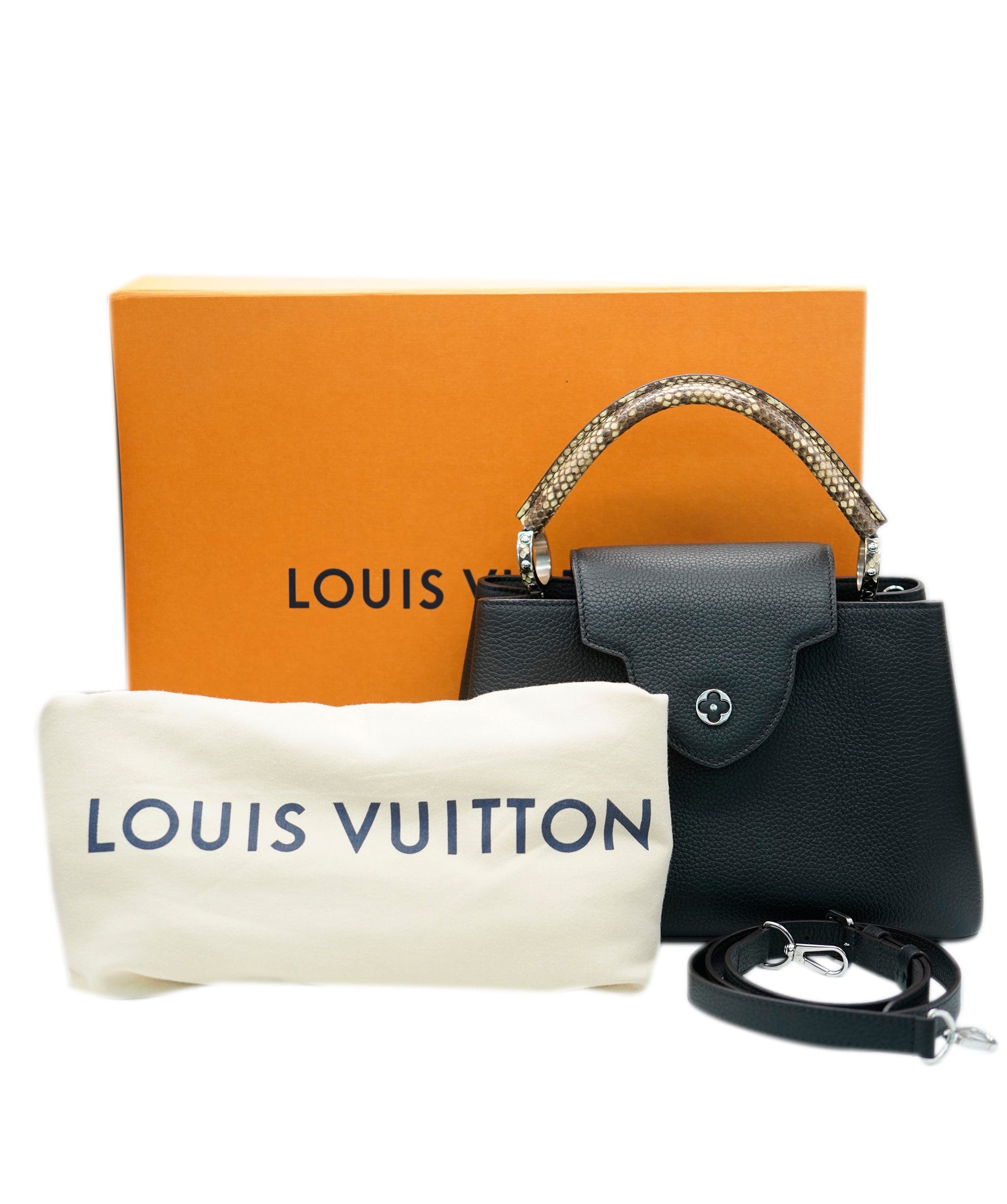 Louis Vuitton Louis Vuitton Black Taurillon Python Capucines MM ABC0972