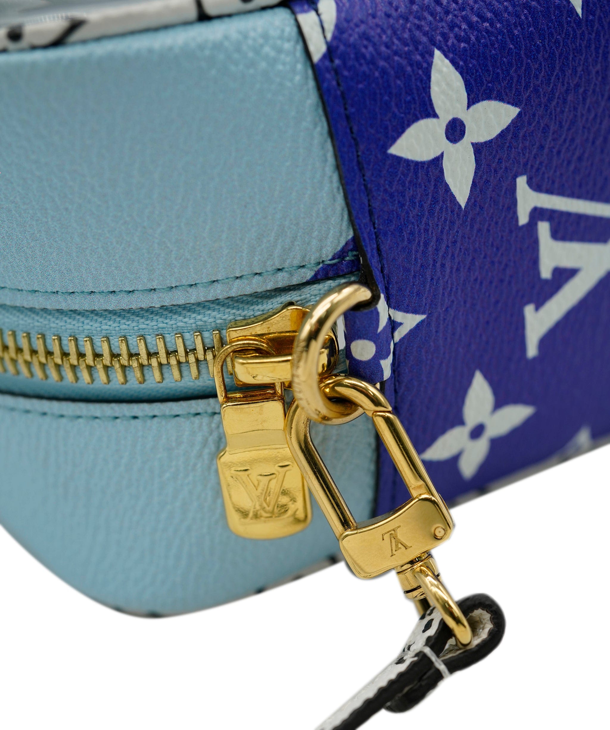 Louis Vuitton Louis Vuitton Blue Giant Monogram Coated Canvas and PVC Saint Barth Beach Pouch Gold Hardware ALC0812