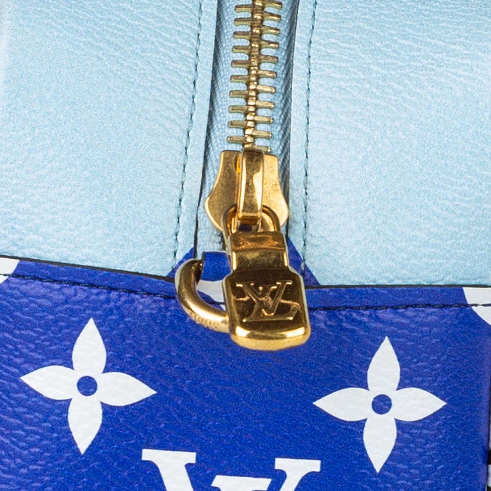 Louis Vuitton Louis Vuitton Blue Giant Monogram Coated Canvas and PVC Saint Barth Beach Pouch Gold Hardware ALC0812