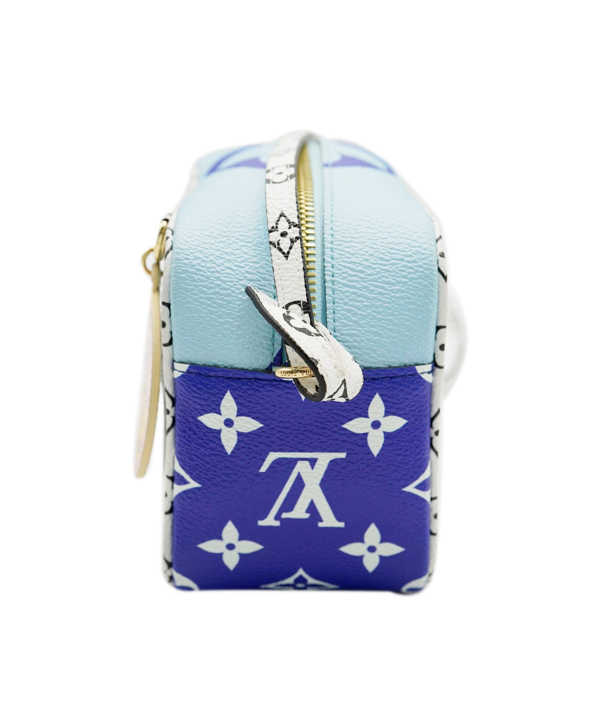 Louis Vuitton Louis Vuitton Blue Giant Monogram Coated Canvas and PVC Saint Barth Beach Pouch Gold Hardware ALC0812