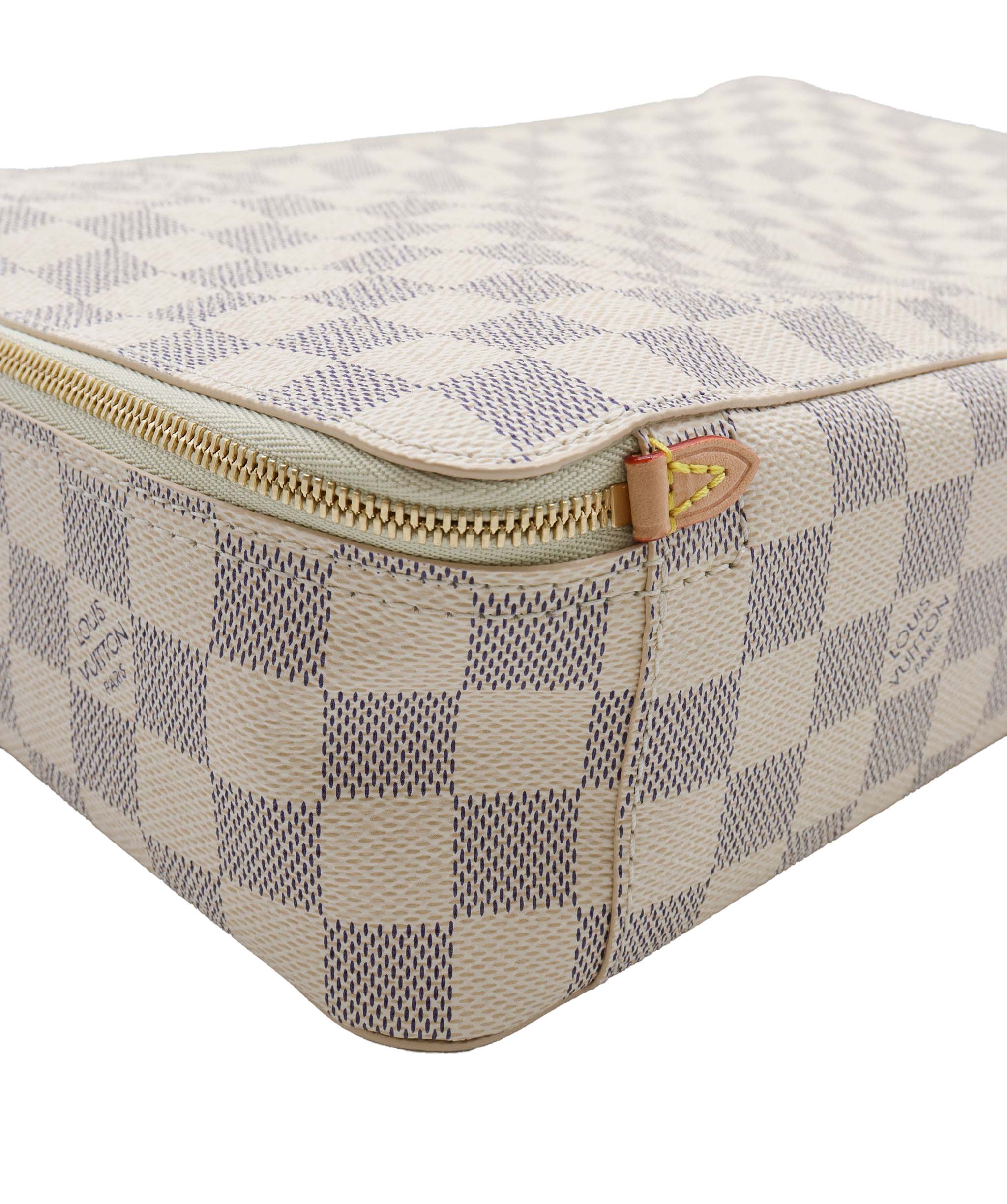 Louis Vuitton LOUIS VUITTON Damier Azur Cube De Langemont GM Cosmetic Pouch LV Auth 64139A DXBV0065