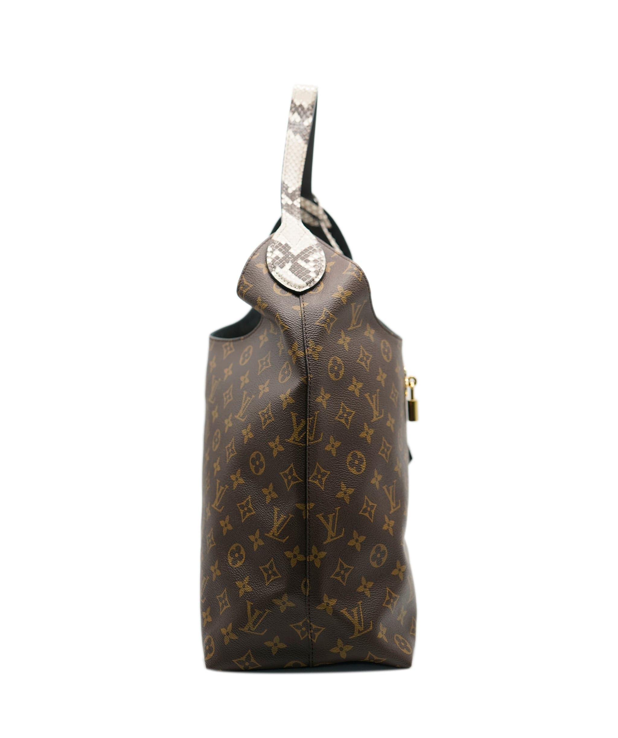 Louis Vuitton Louis Vuitton Grey Python Monogram Canvas Flower Hobo ABC0632