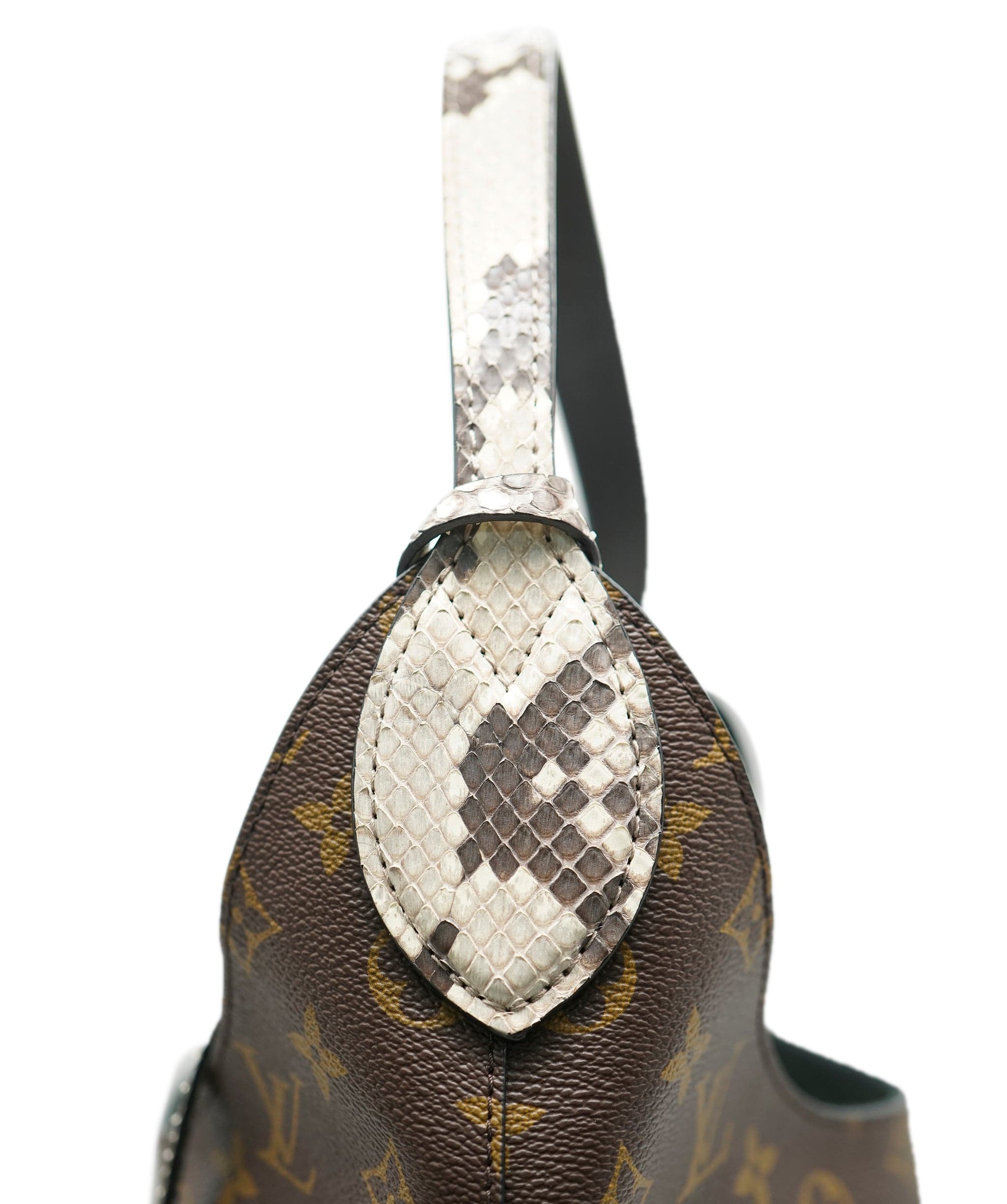 Louis Vuitton Louis Vuitton Grey Python Monogram Canvas Flower Hobo ABC0632