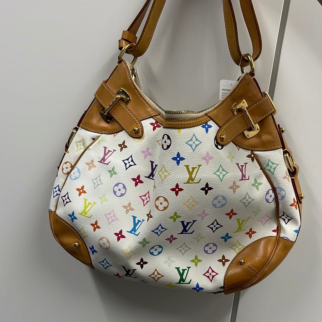 Louis Vuitton LOUIS VUITTON Takashi Murakami Multicolor Greta White Shoulder Bag