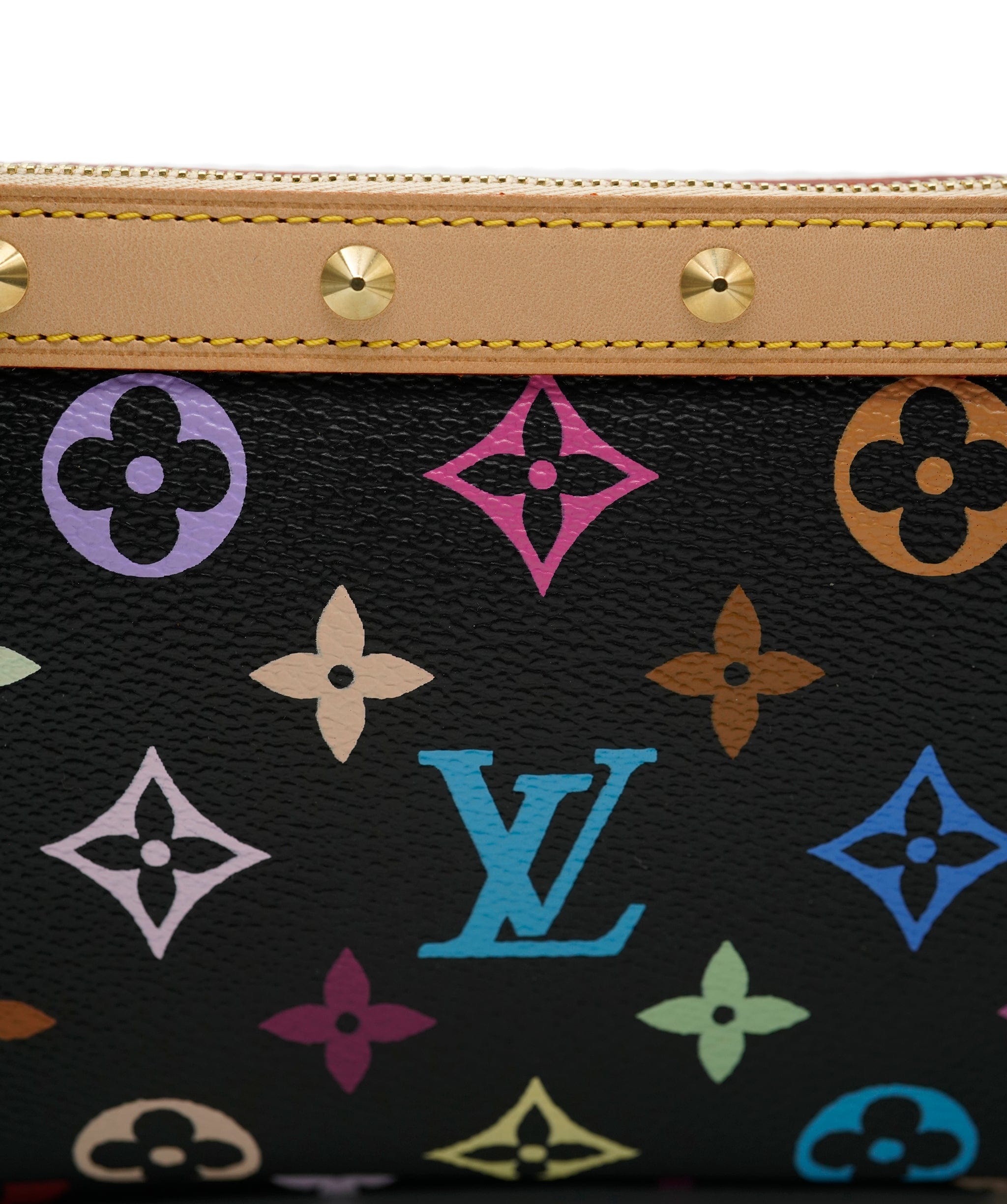 Louis Vuitton Louis Vuitton x Takashi Murakami Black Multicolor Canvas Pochette Accessories ABC0478