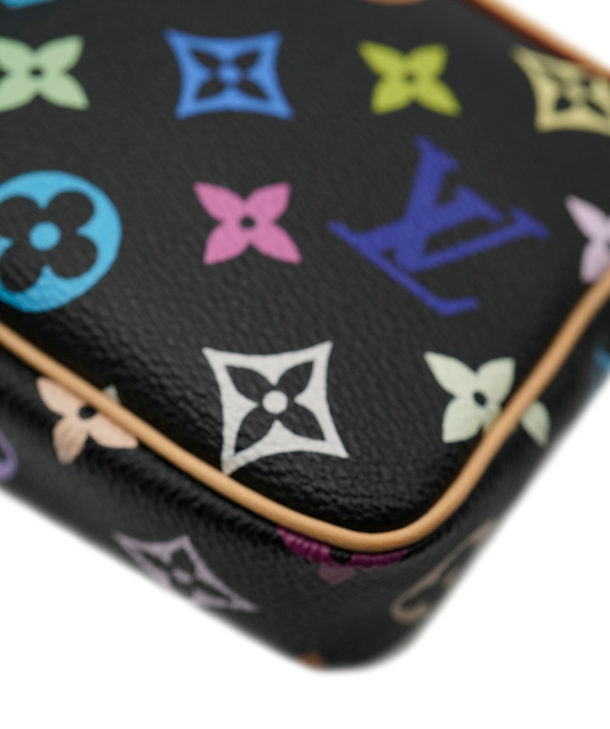 Louis Vuitton Louis Vuitton x Takashi Murakami Black Multicolor Canvas Pochette Accessories ABC0478