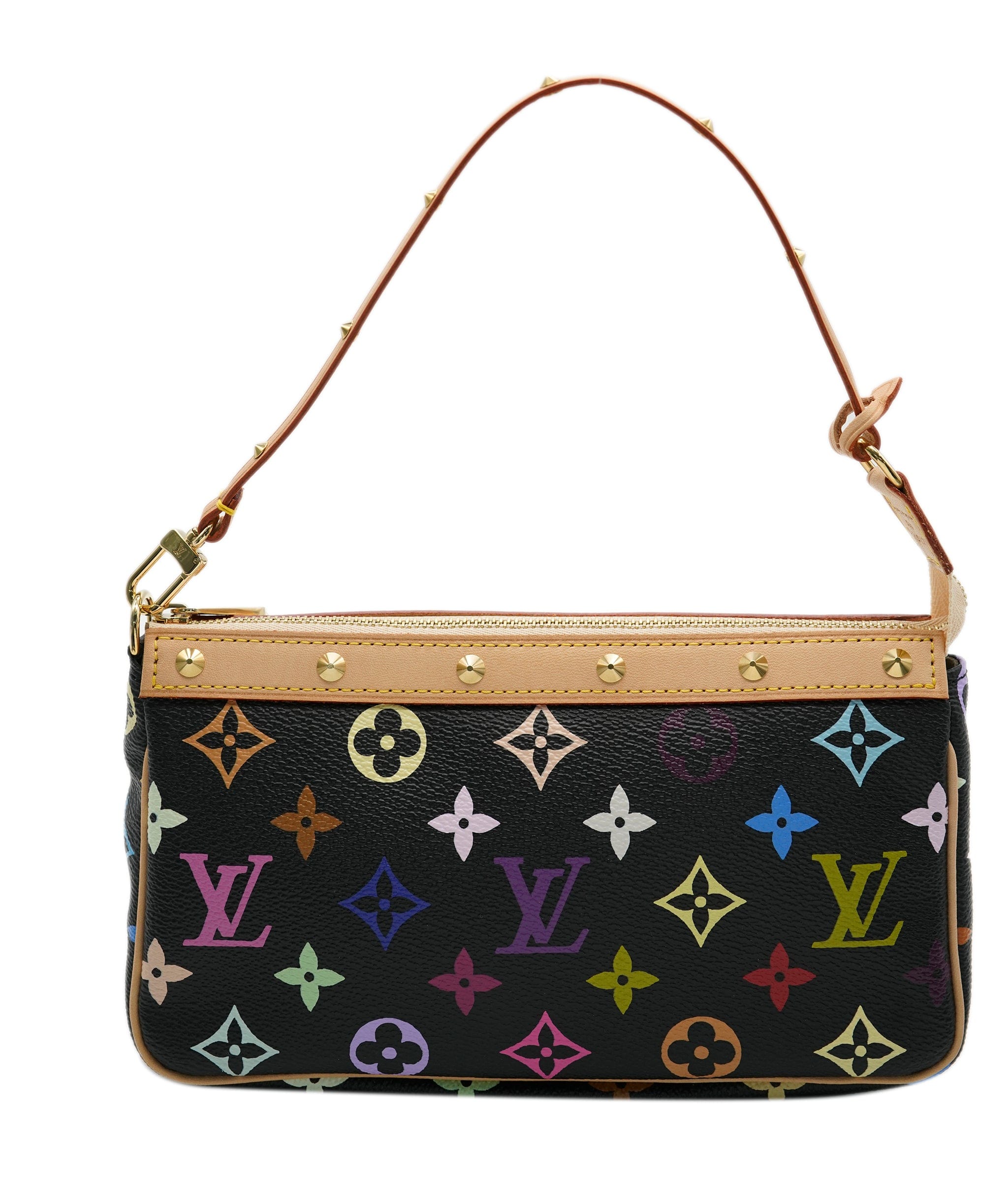 Louis Vuitton Louis Vuitton x Takashi Murakami Black Multicolor Canvas Pochette Accessories ABC0478