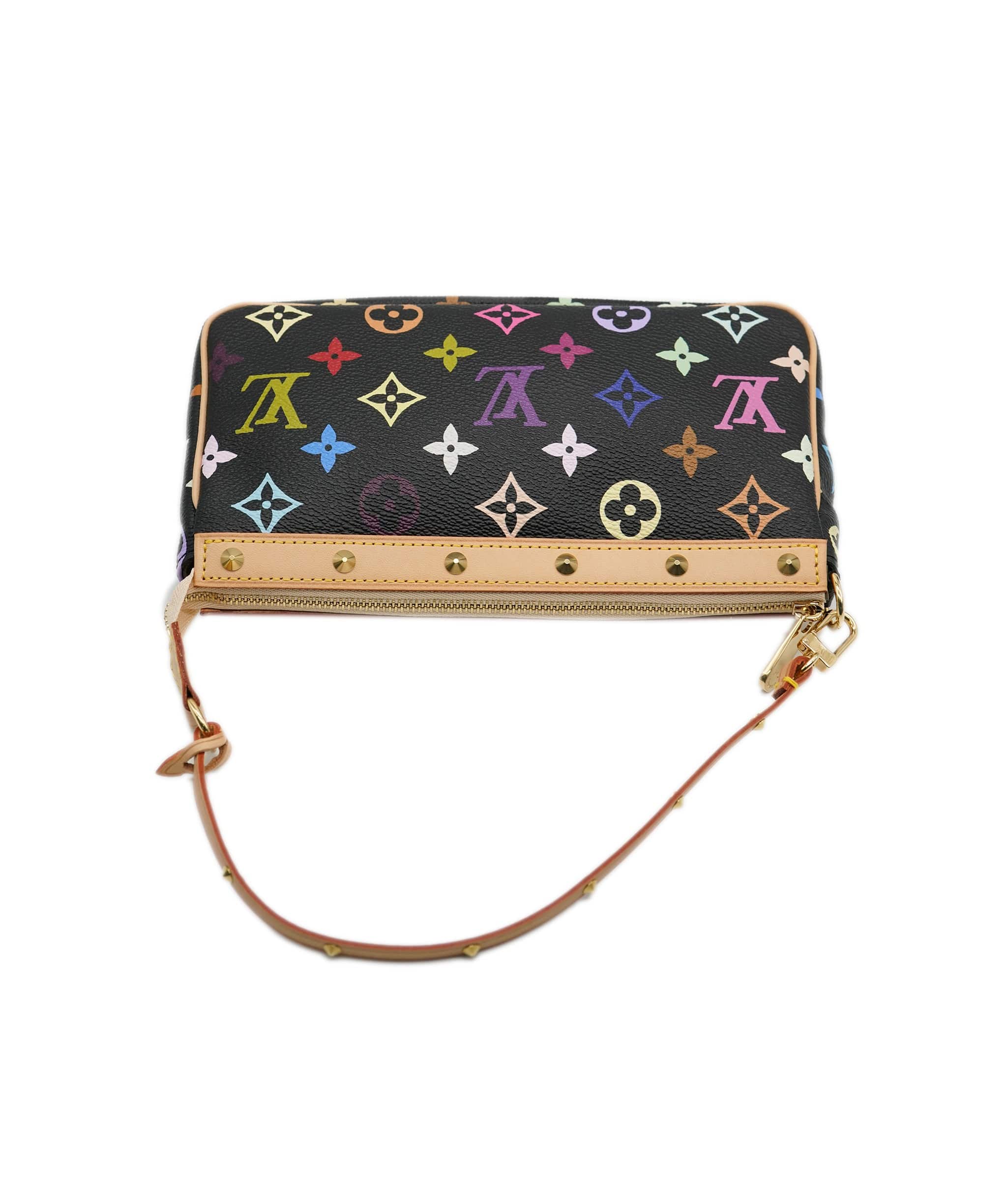 Louis Vuitton Louis Vuitton x Takashi Murakami Black Multicolor Canvas Pochette Accessories ABC0478