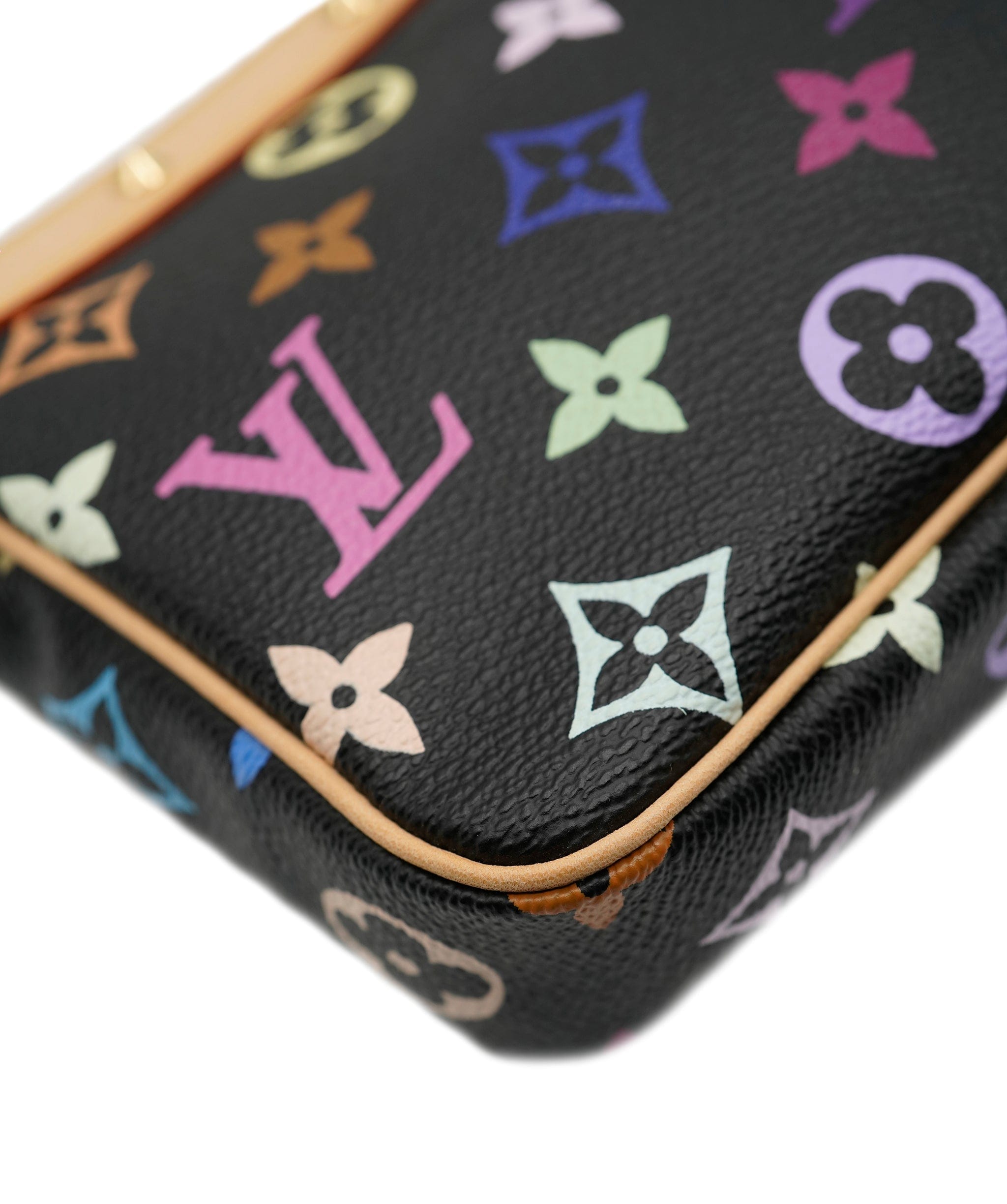 Louis Vuitton Louis Vuitton x Takashi Murakami Black Multicolor Canvas Pochette Accessories ABC0478