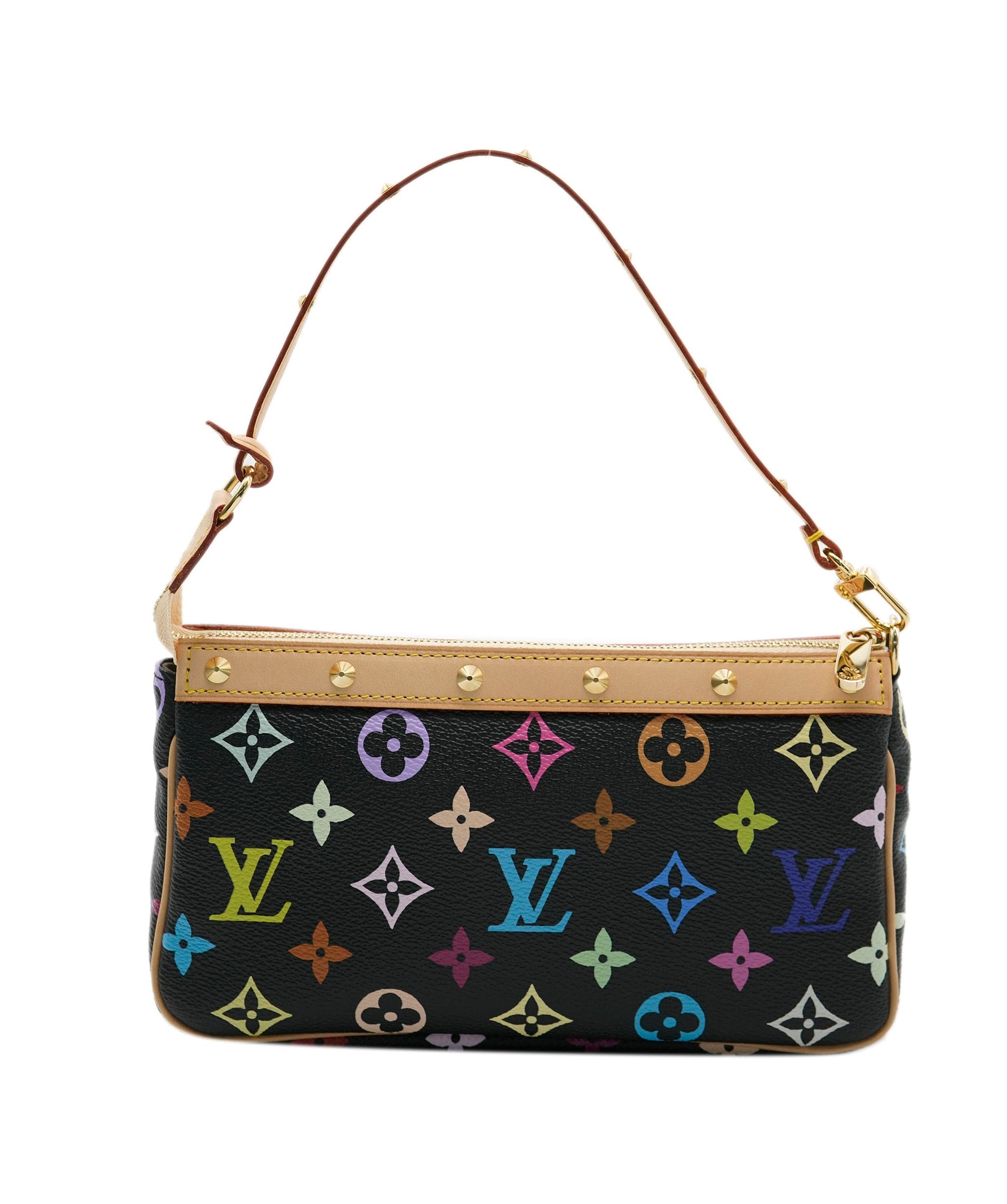 Louis Vuitton Louis Vuitton x Takashi Murakami Black Multicolor Canvas Pochette Accessories ABC0478