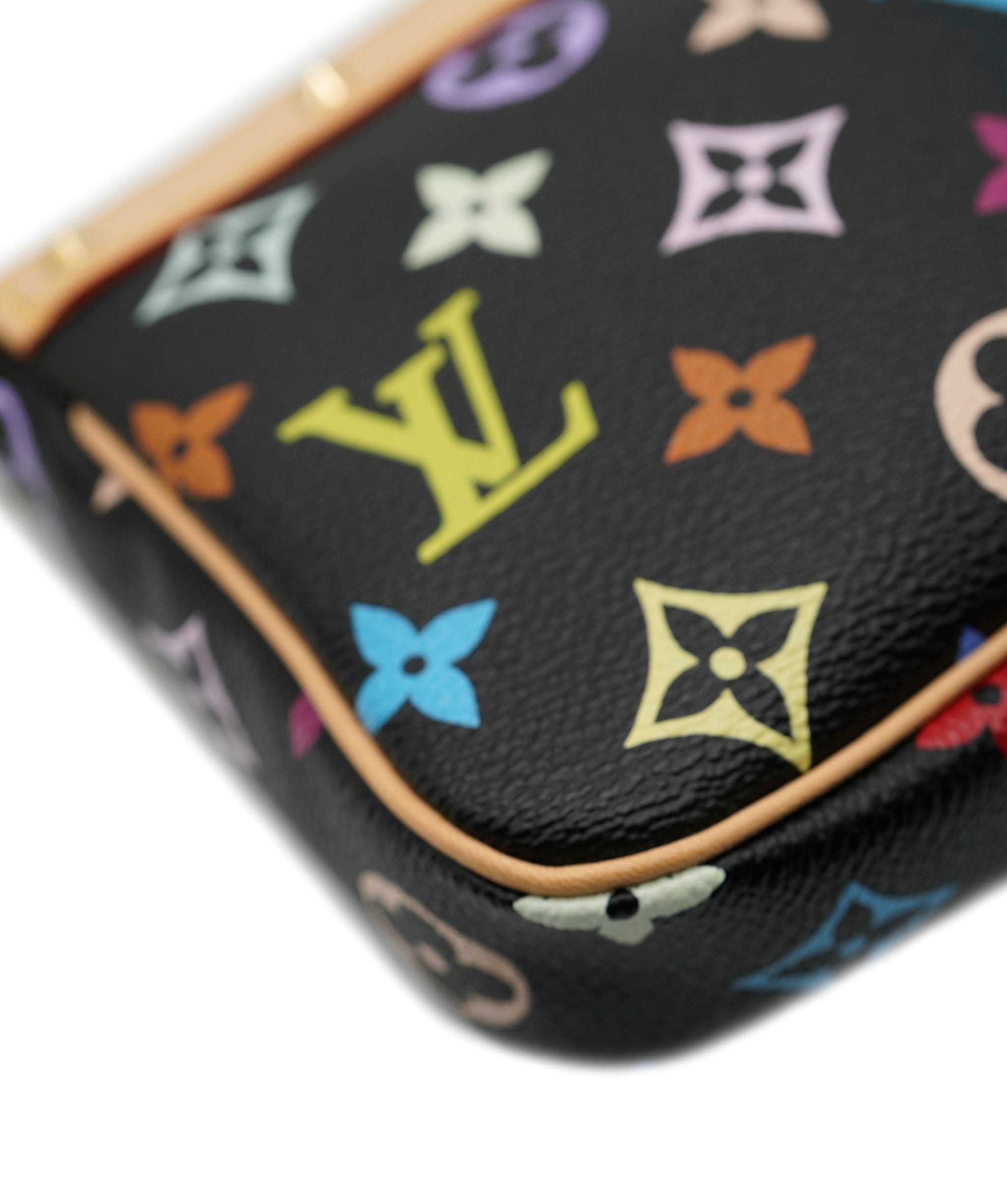 Louis Vuitton Louis Vuitton x Takashi Murakami Black Multicolor Canvas Pochette Accessories ABC0478