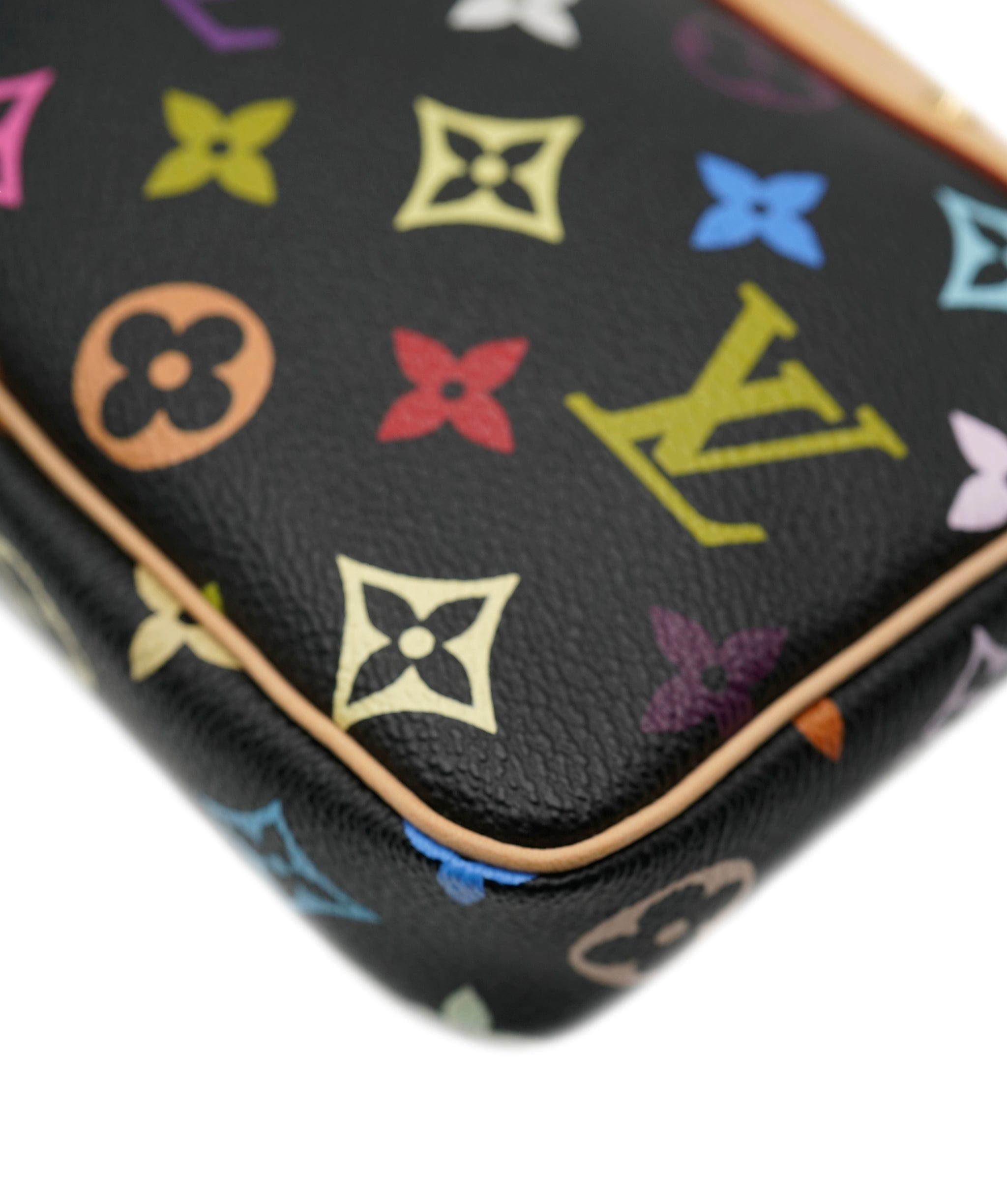 Louis Vuitton Louis Vuitton x Takashi Murakami Black Multicolor Canvas Pochette Accessories ABC0478