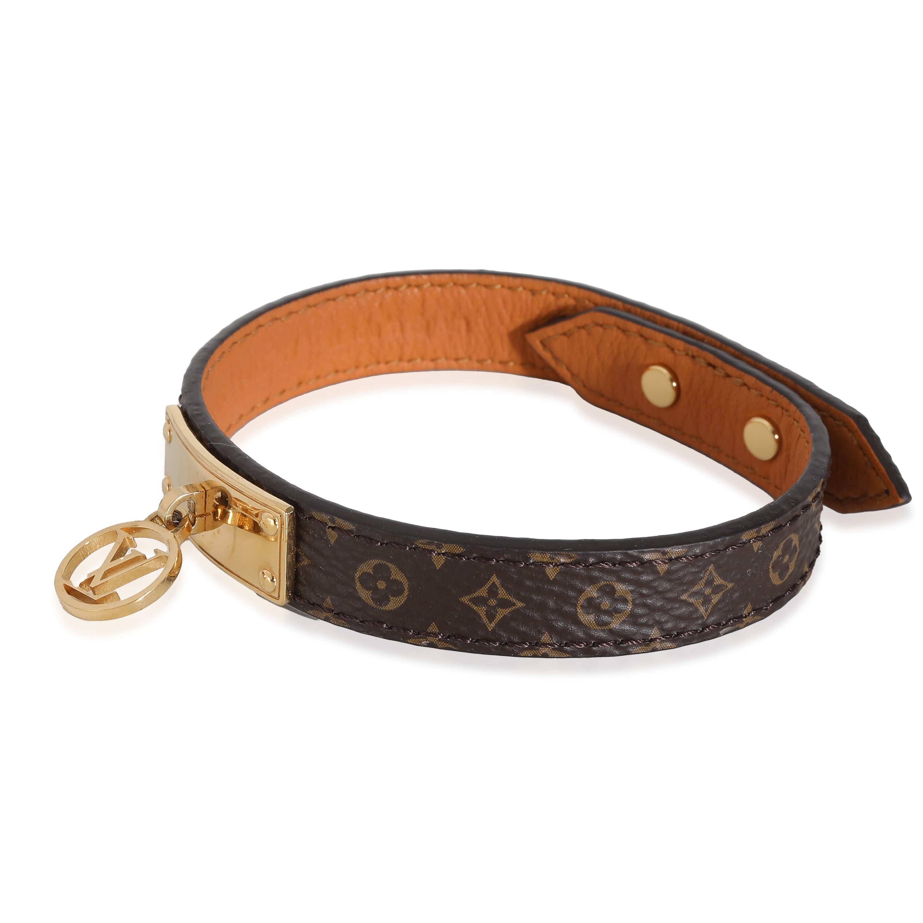 Louis Vuitton Logomania Bracelet Gold Tone & Coated Canvas