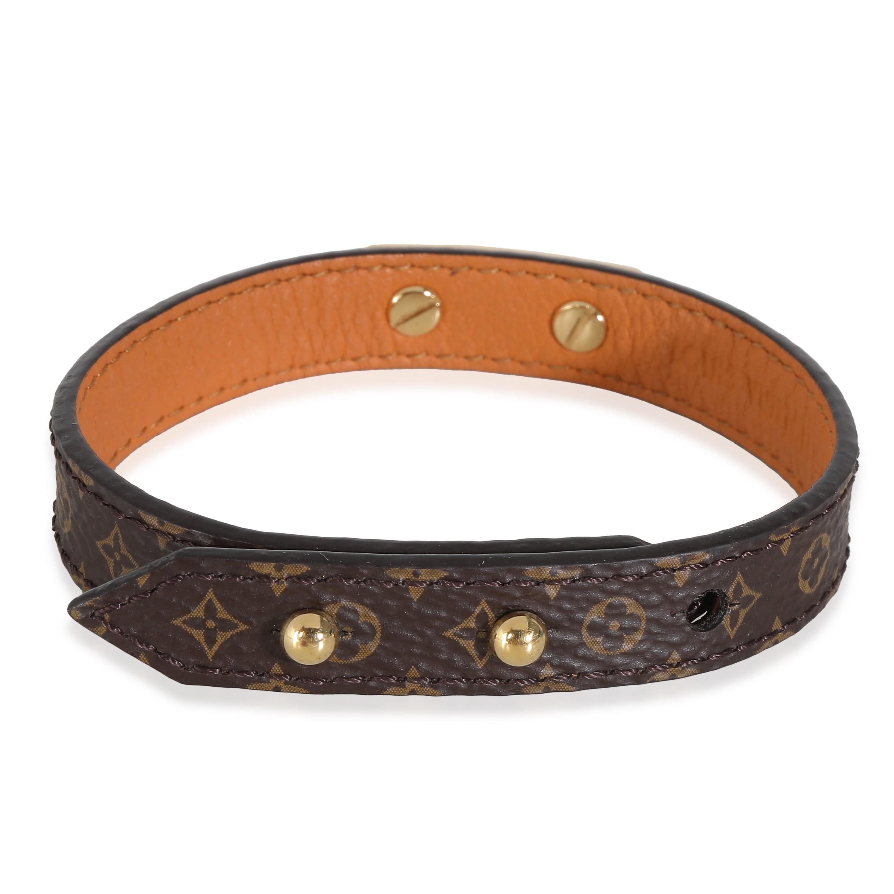 Louis Vuitton Logomania Bracelet Gold Tone & Coated Canvas