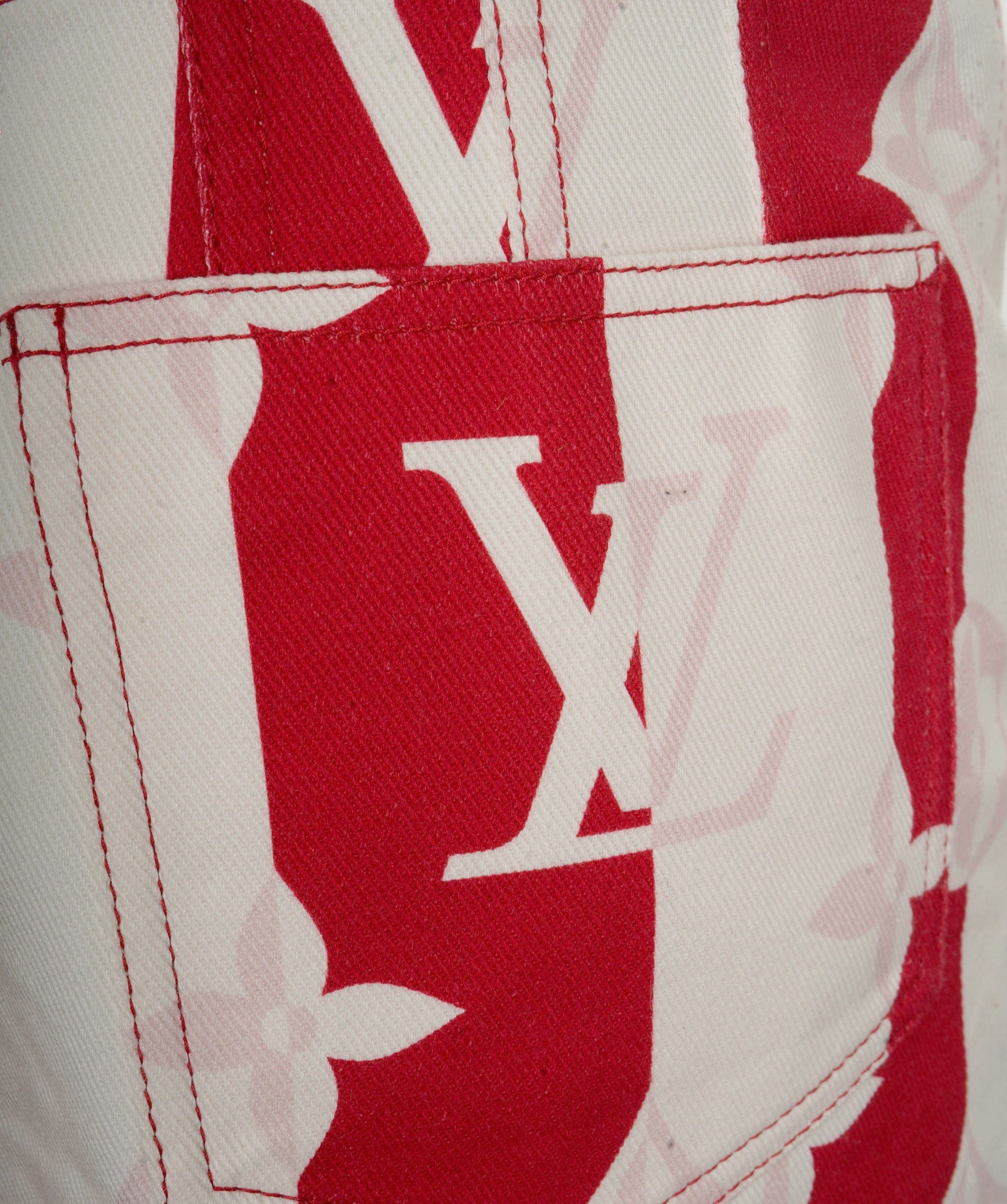 Louis Vuitton Louis Vuitton Skirt denim monogram white red pink AVC1203