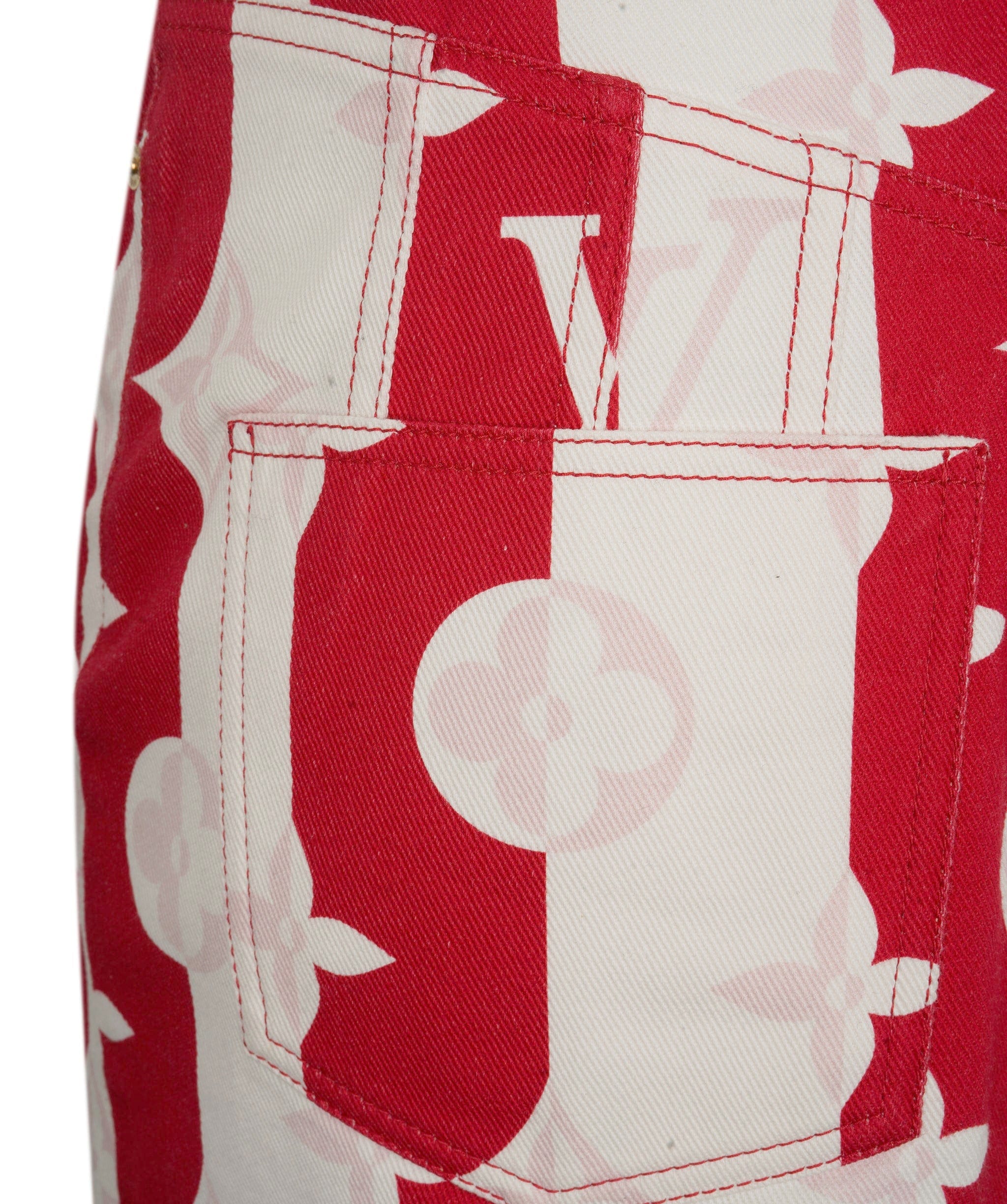 Louis Vuitton Louis Vuitton Skirt denim monogram white red pink AVC1203