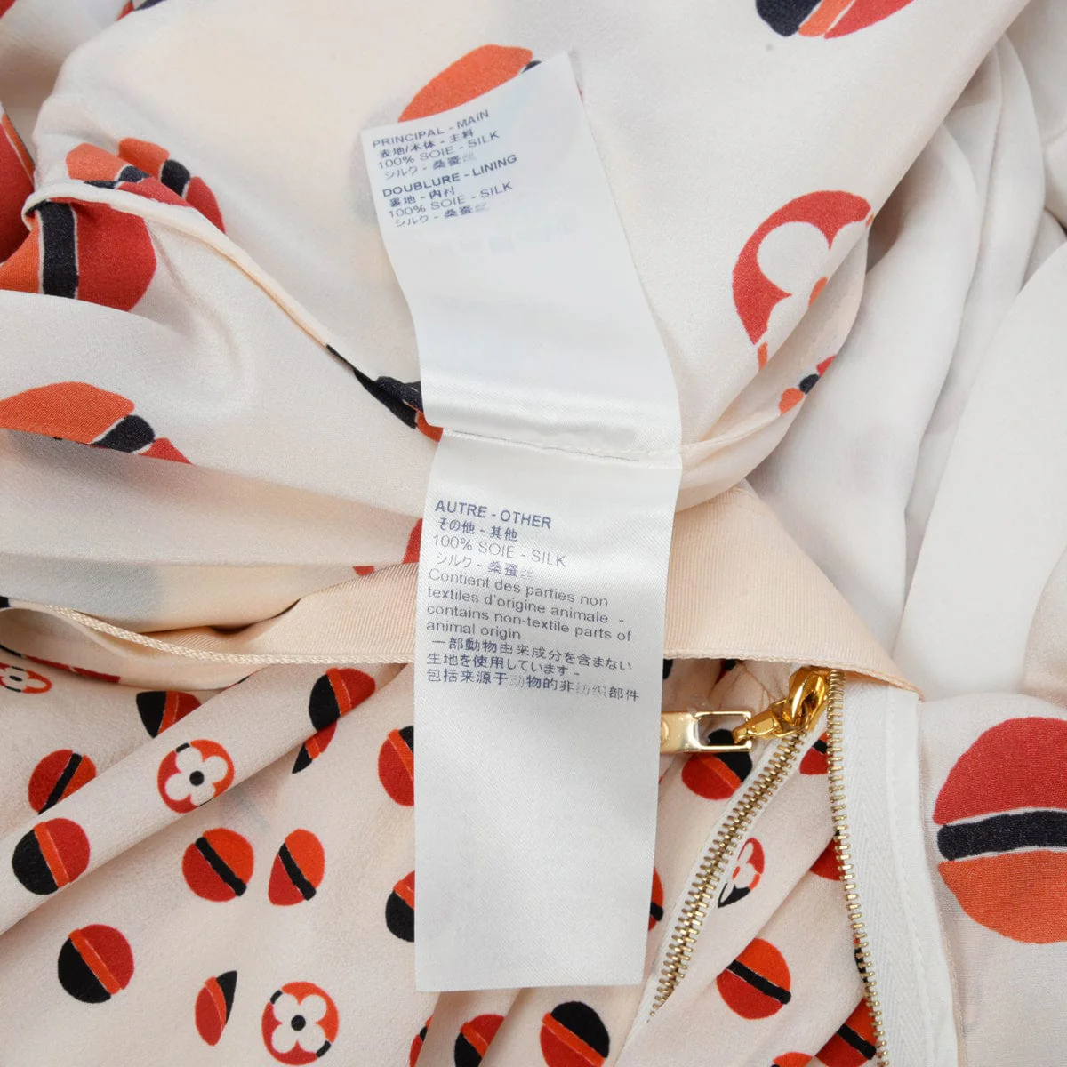 Louis Vuitton Louis Vuitton Beige & Red Silk Flower Printed Dress FR 36