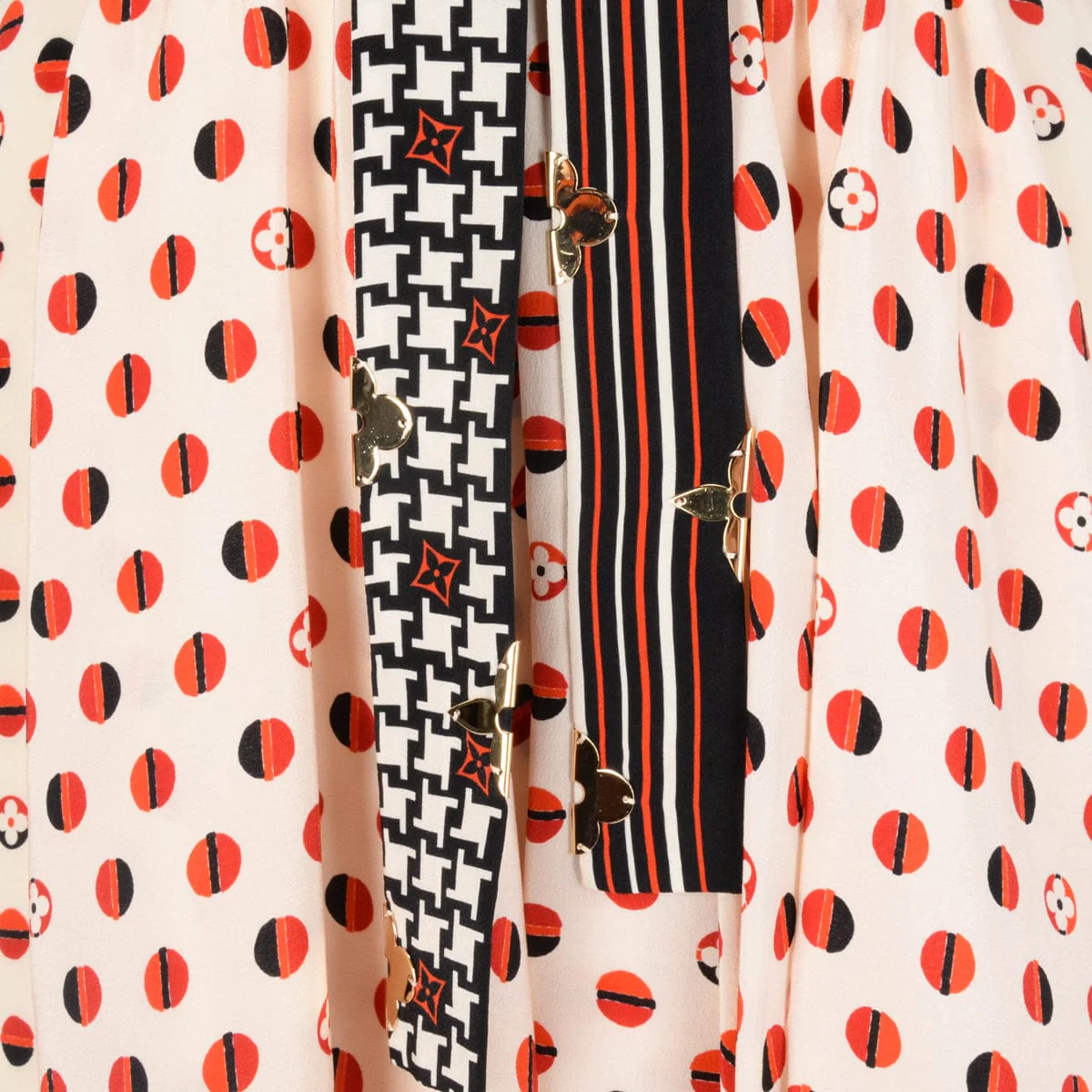 Louis Vuitton Louis Vuitton Beige & Red Silk Flower Printed Dress FR 36