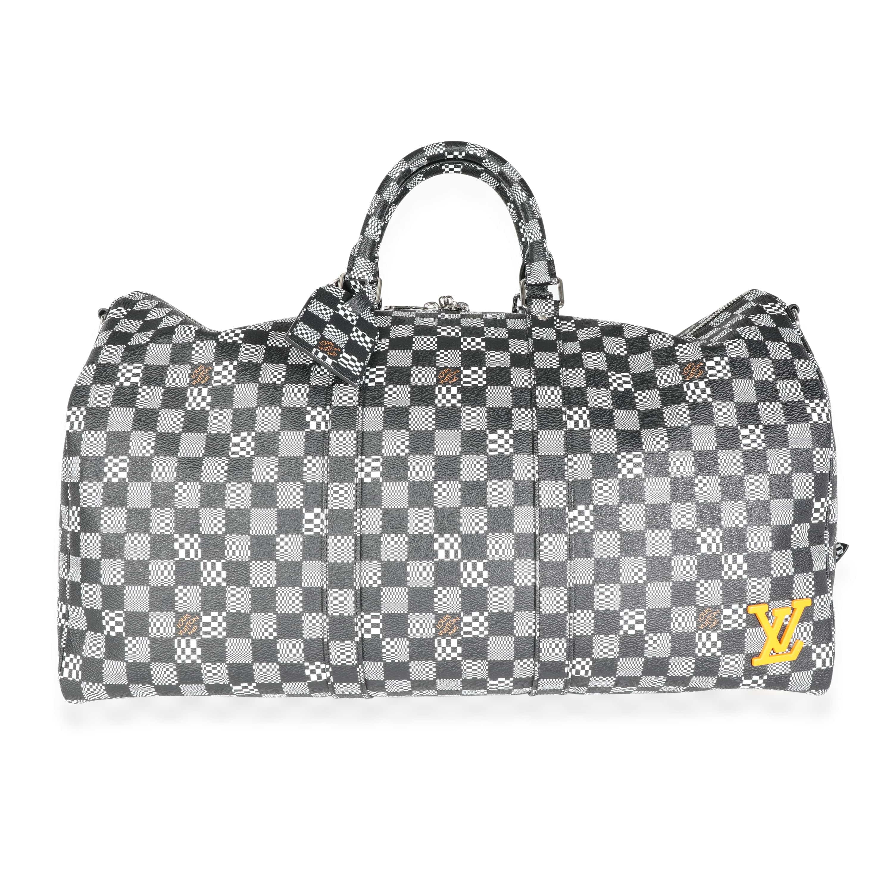 Louis Vuitton Louis Vuitton Black & White Distorted Damier Keepall Bandoulière 50