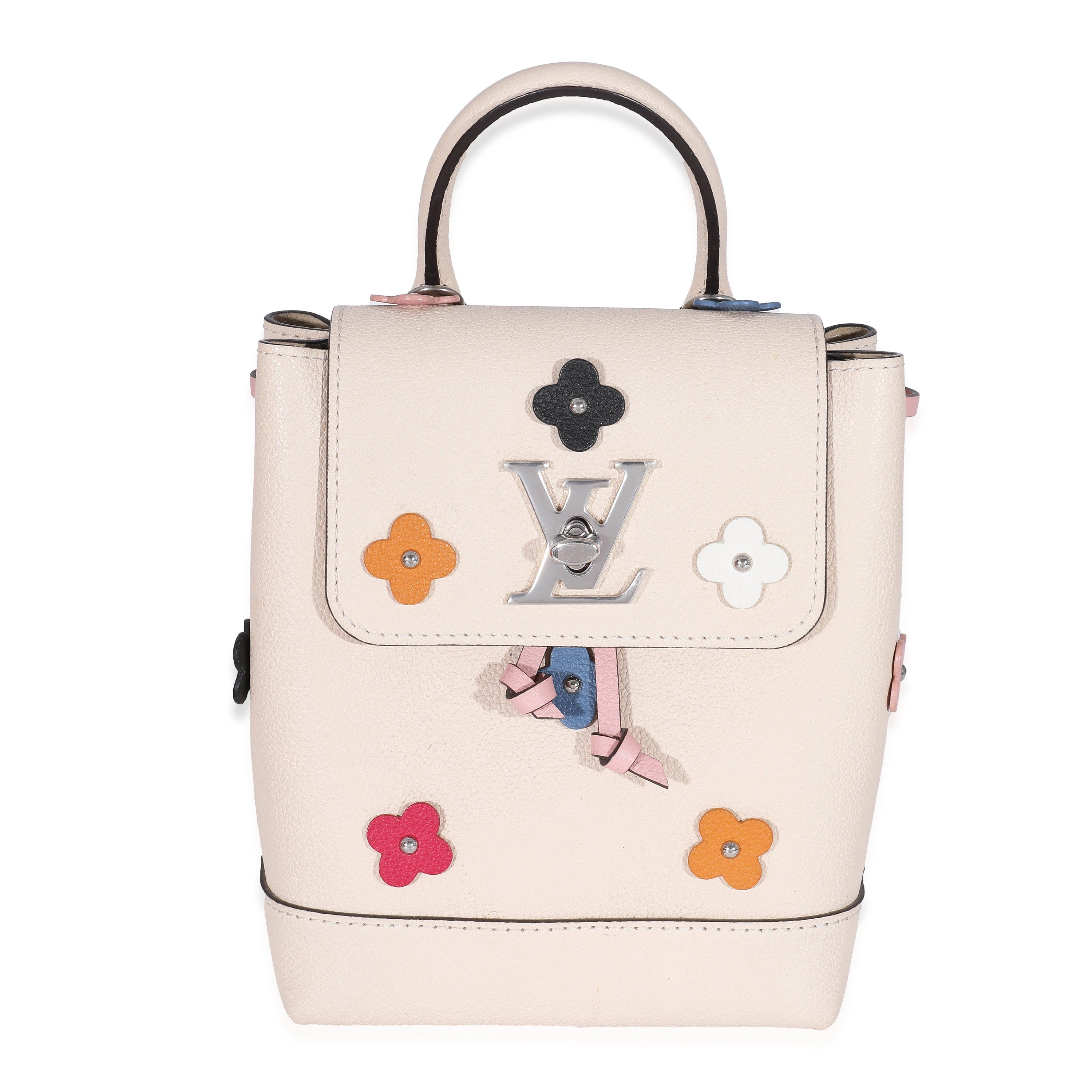 Louis Vuitton Louis Vuitton Creme Calfskin Mechanical Flower Lockme Mini Backpack