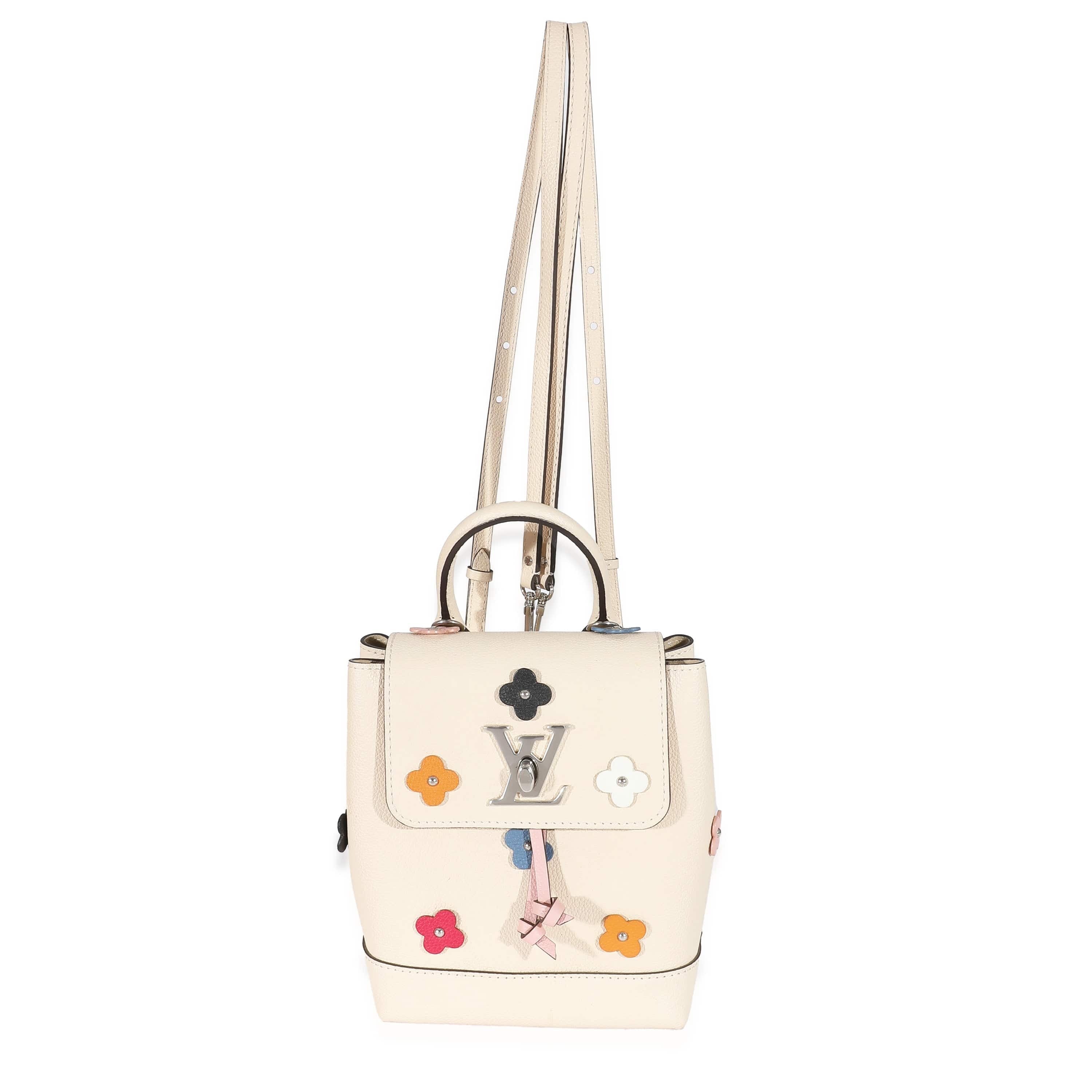 Louis Vuitton Louis Vuitton Creme Calfskin Mechanical Flower Lockme Mini Backpack