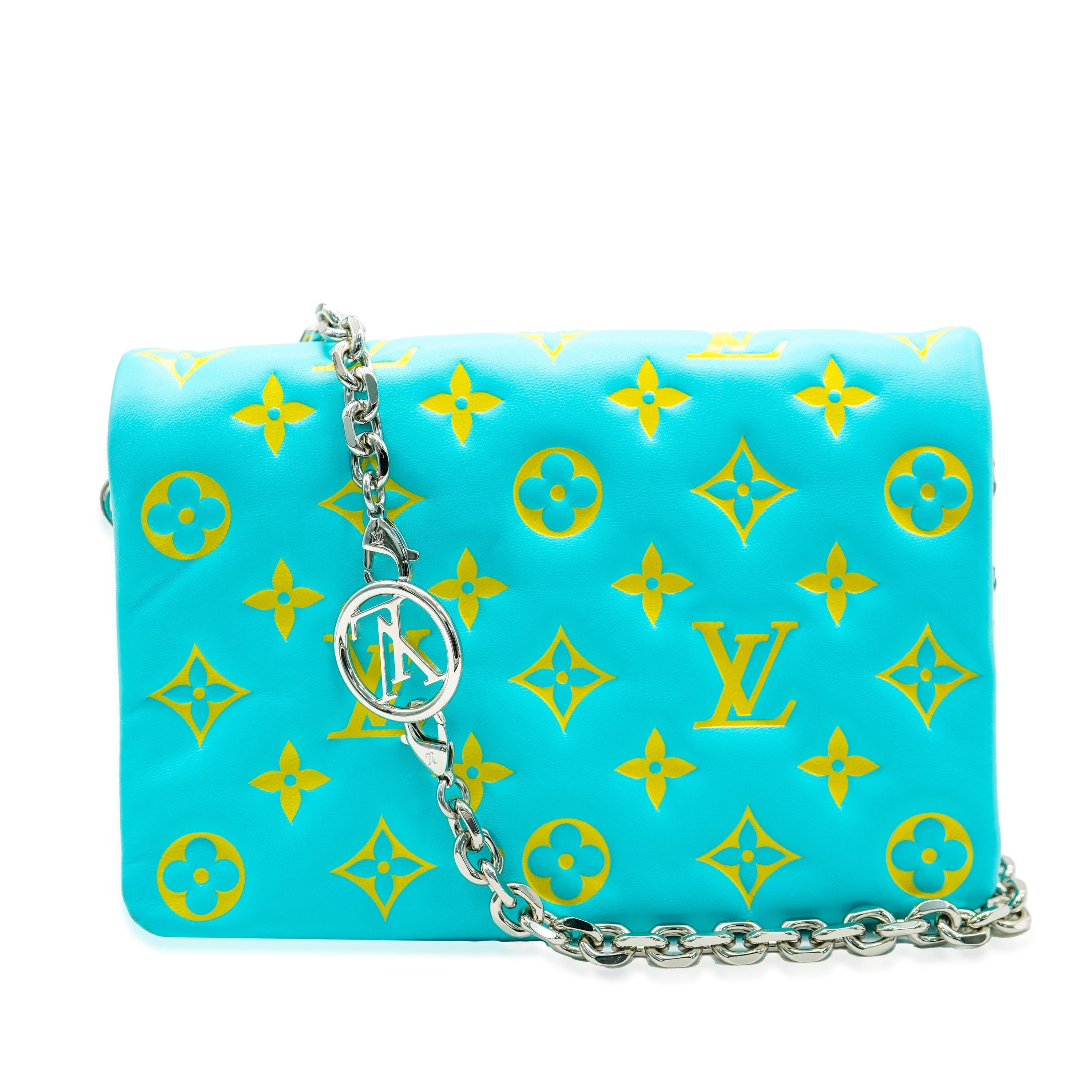 Louis Vuitton Louis Vuitton Menthe Jaune Monogram Embossed Lambskin Pochette Coussin