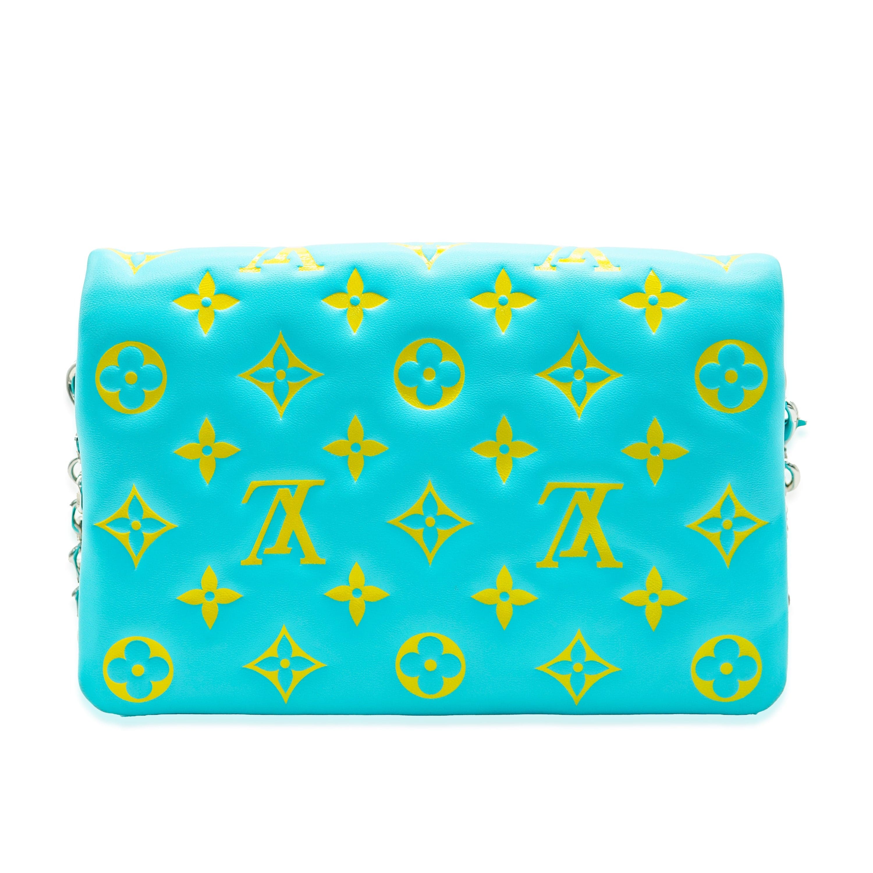 Louis Vuitton Louis Vuitton Menthe Jaune Monogram Embossed Lambskin Pochette Coussin