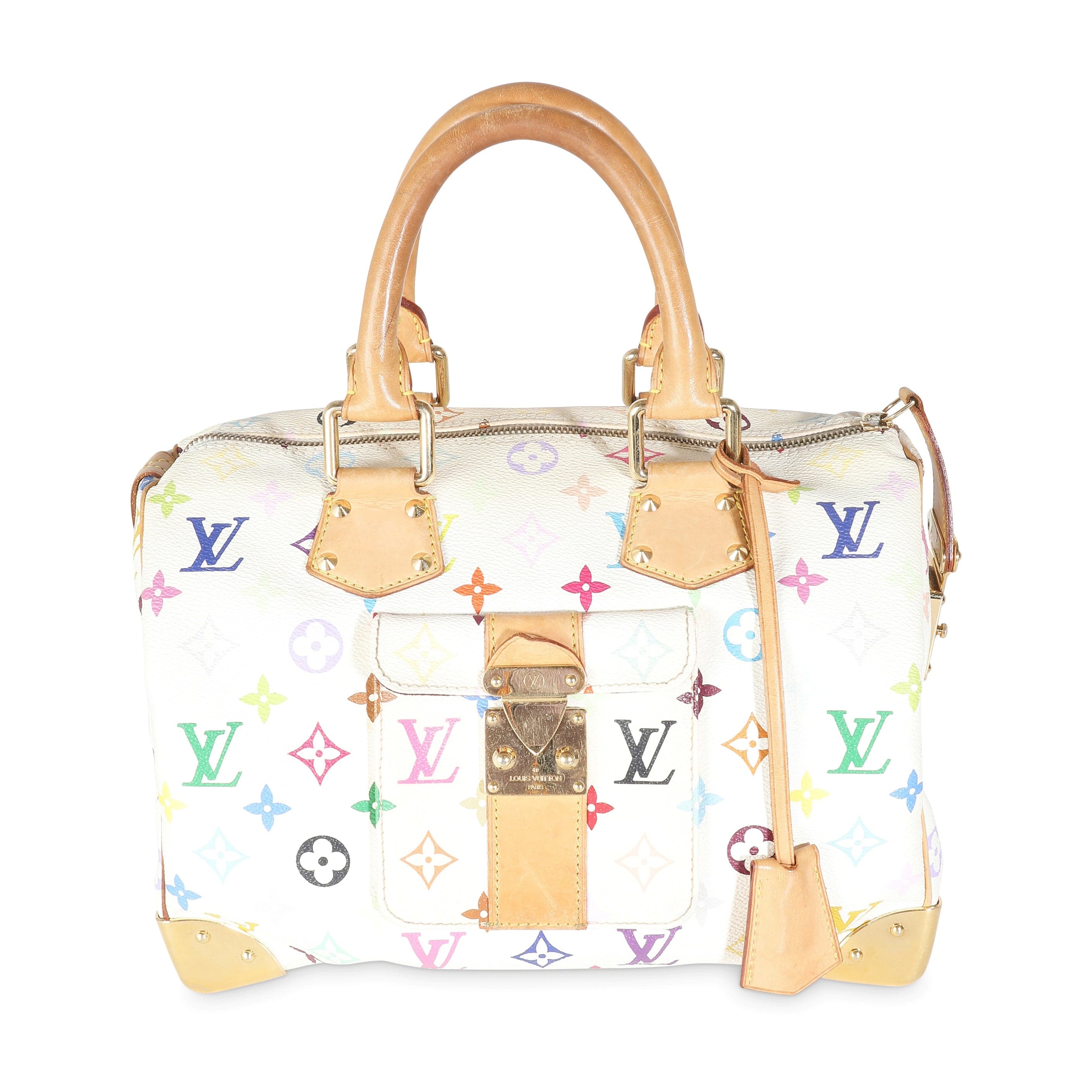 Louis Vuitton Louis Vuitton White Multicolor Canvas Speedy 30