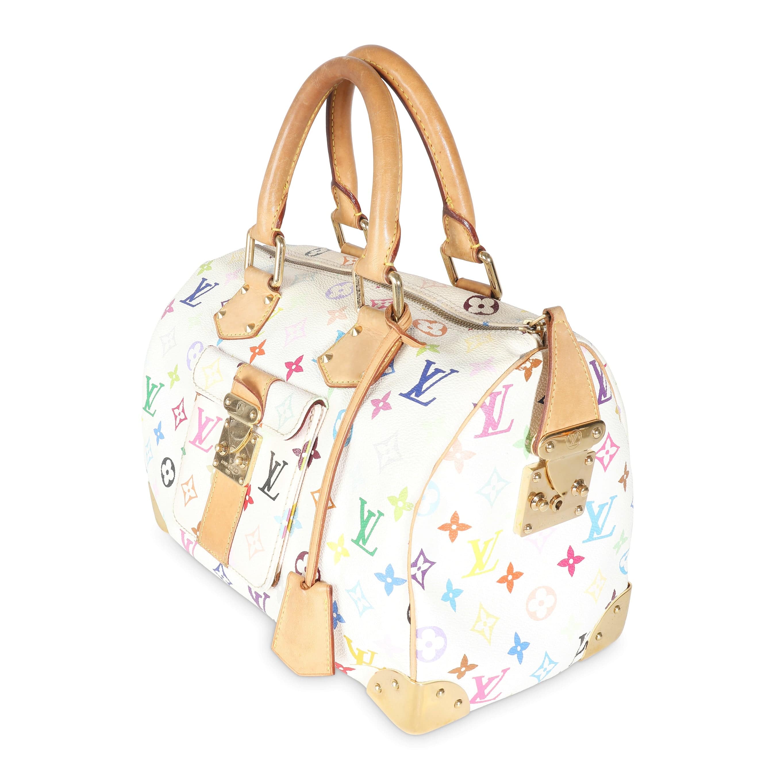 Louis Vuitton Louis Vuitton White Multicolor Canvas Speedy 30