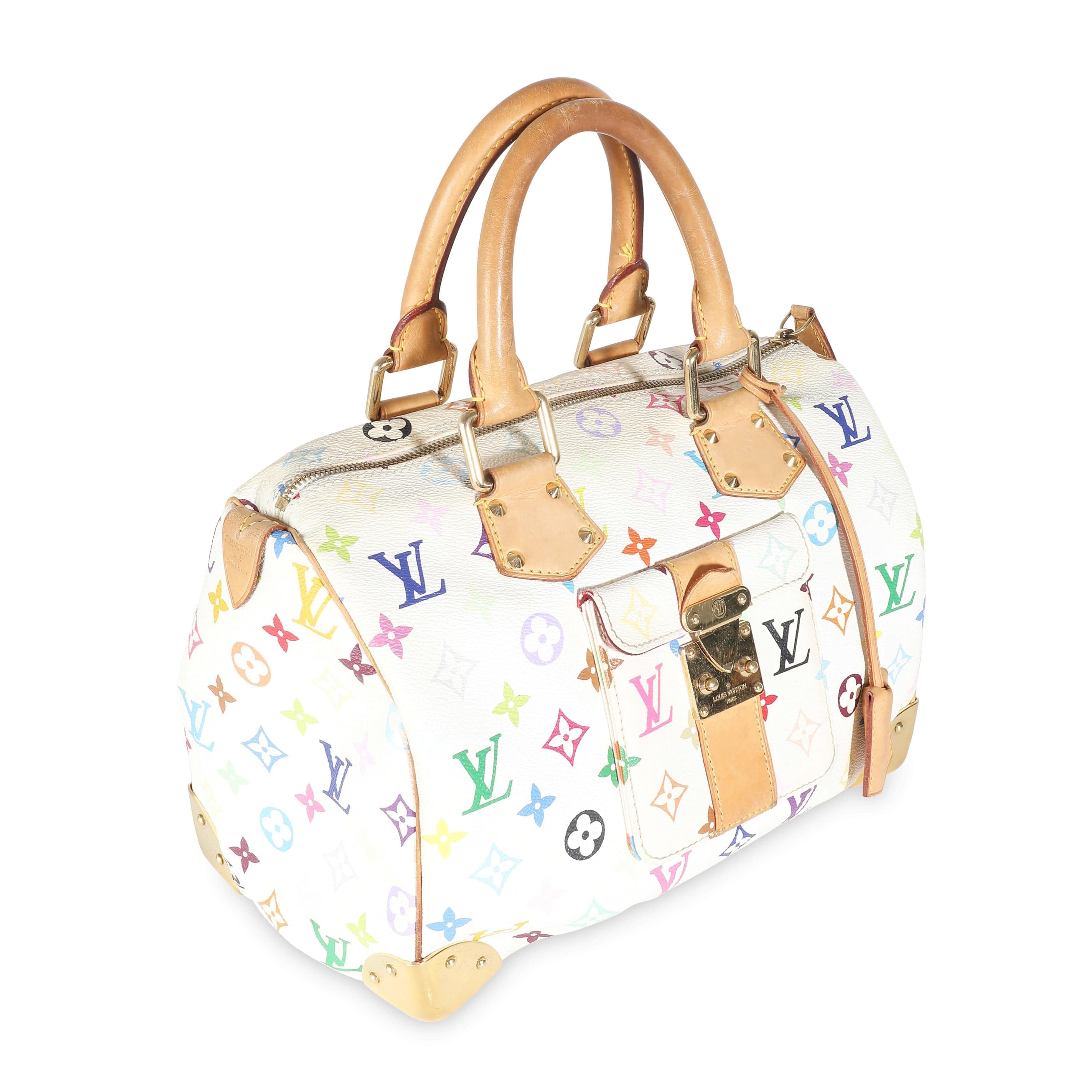 Louis Vuitton Louis Vuitton White Multicolor Canvas Speedy 30