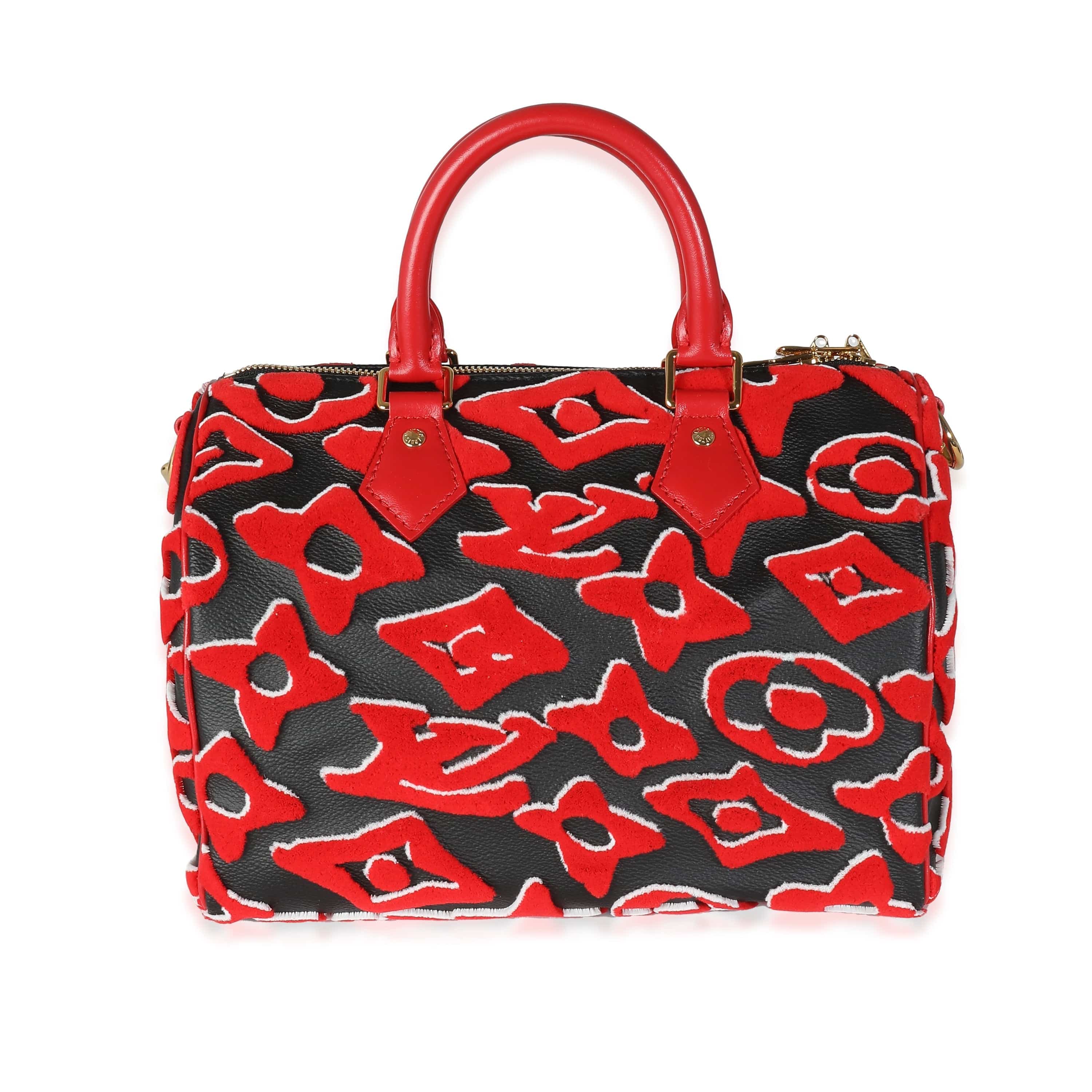 Louis Vuitton Louis Vuitton x UF Black Red Tufted Monogram Speedy Bandouliere 25