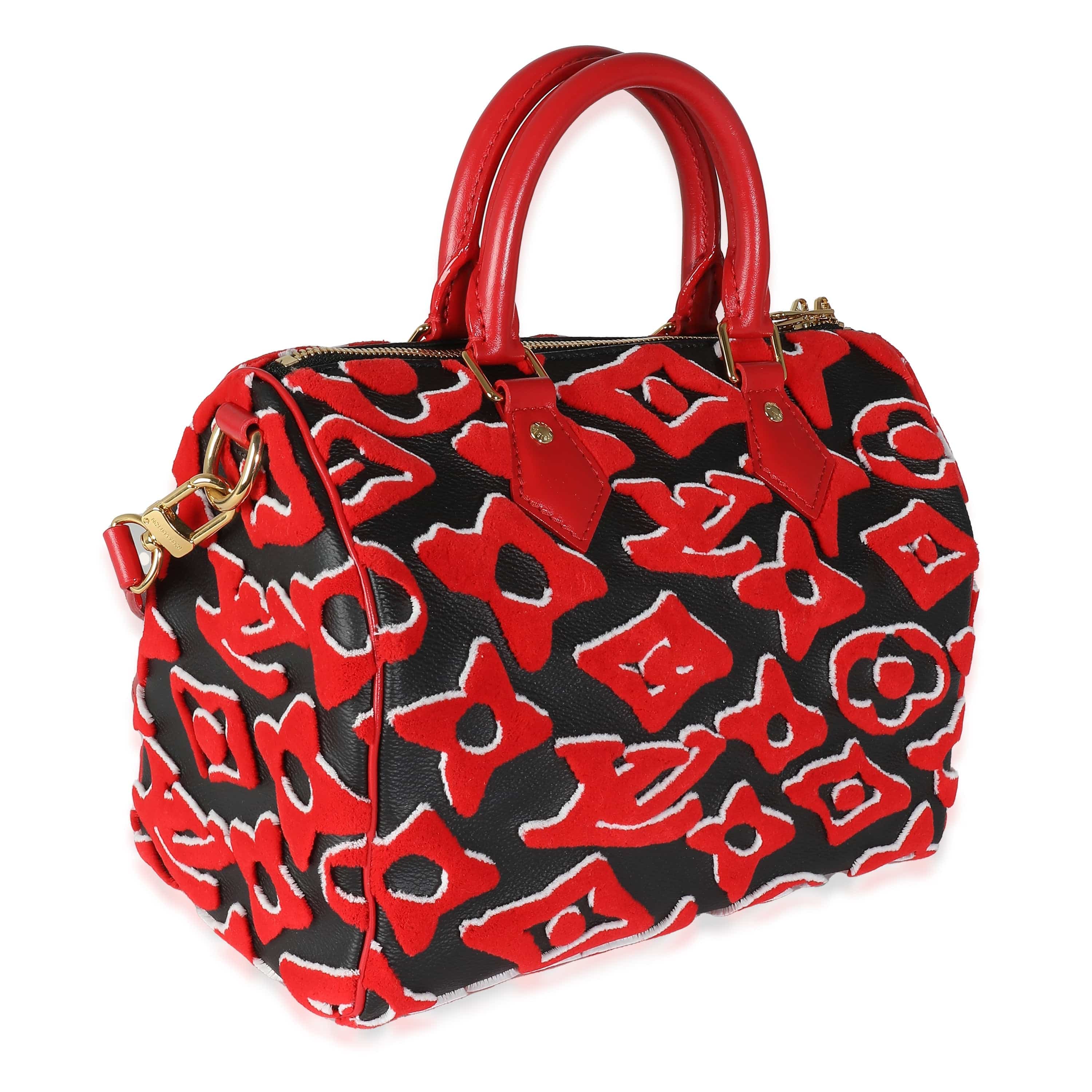 Louis Vuitton Louis Vuitton x UF Black Red Tufted Monogram Speedy Bandouliere 25