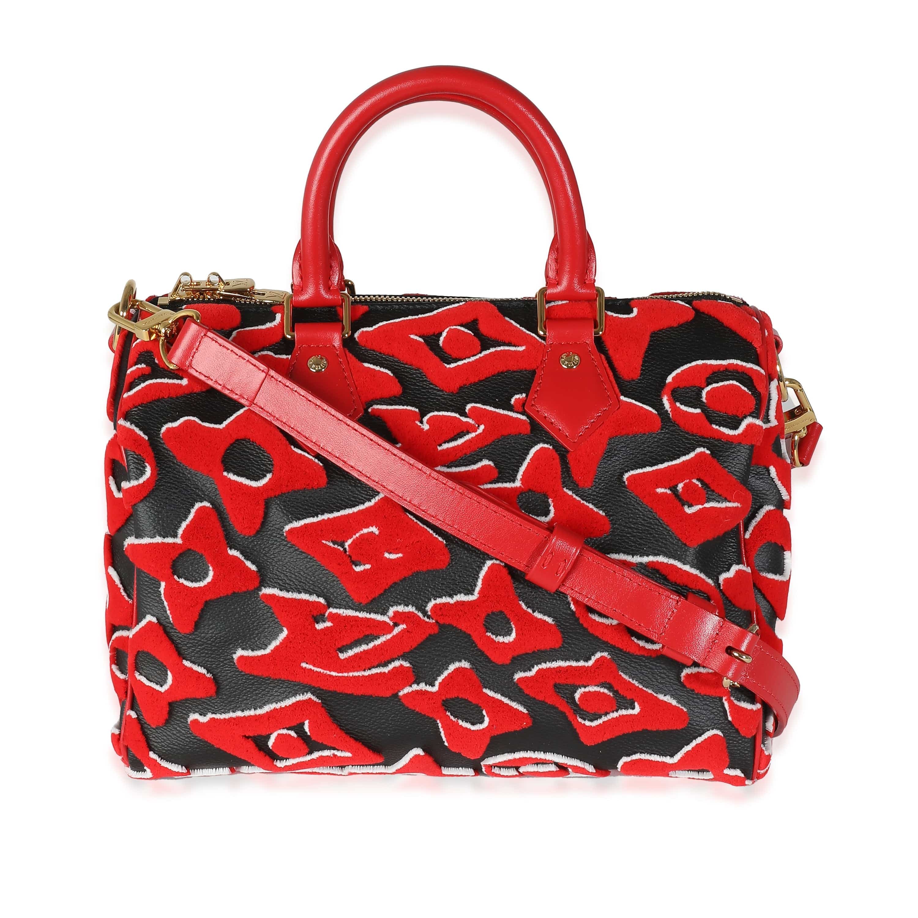 Louis Vuitton Louis Vuitton x UF Black Red Tufted Monogram Speedy Bandouliere 25