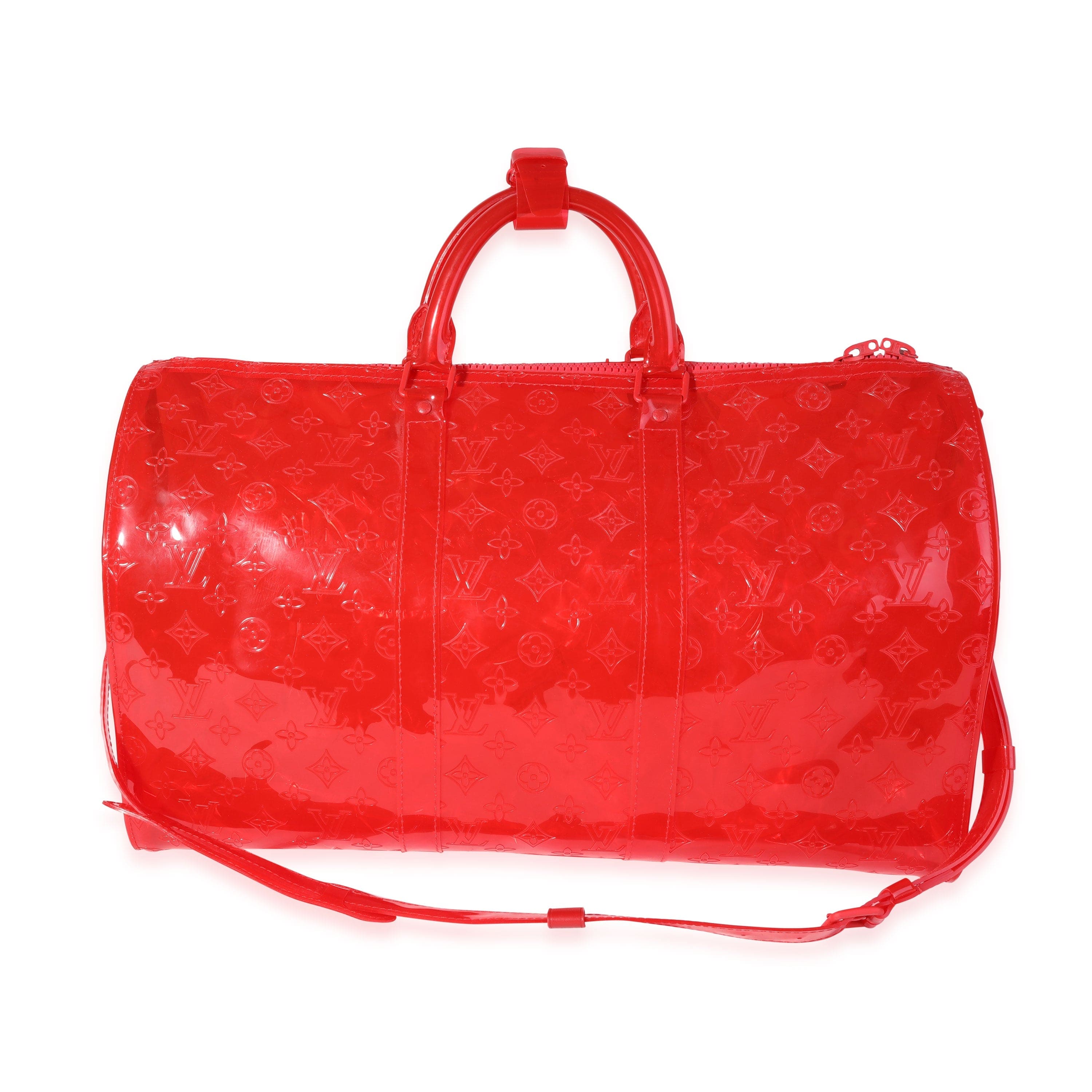 Louis Vuitton Louis Vuitton x Virgil Abloh Red Monogram PVC  Keepall Bandouliére 50