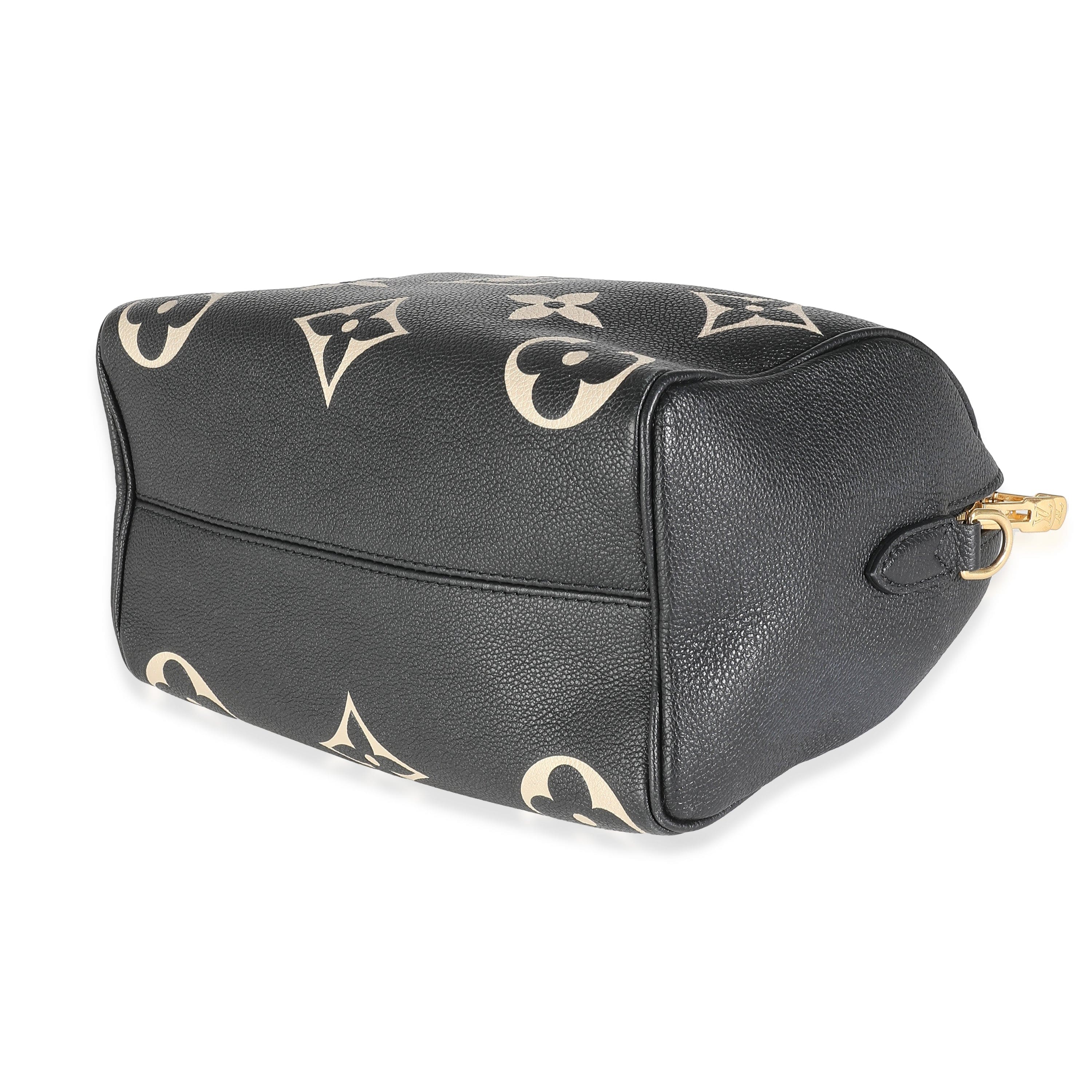 Louis Vuitton LV Black Beige Monogram Empreinte Speedy Bandouliere 25