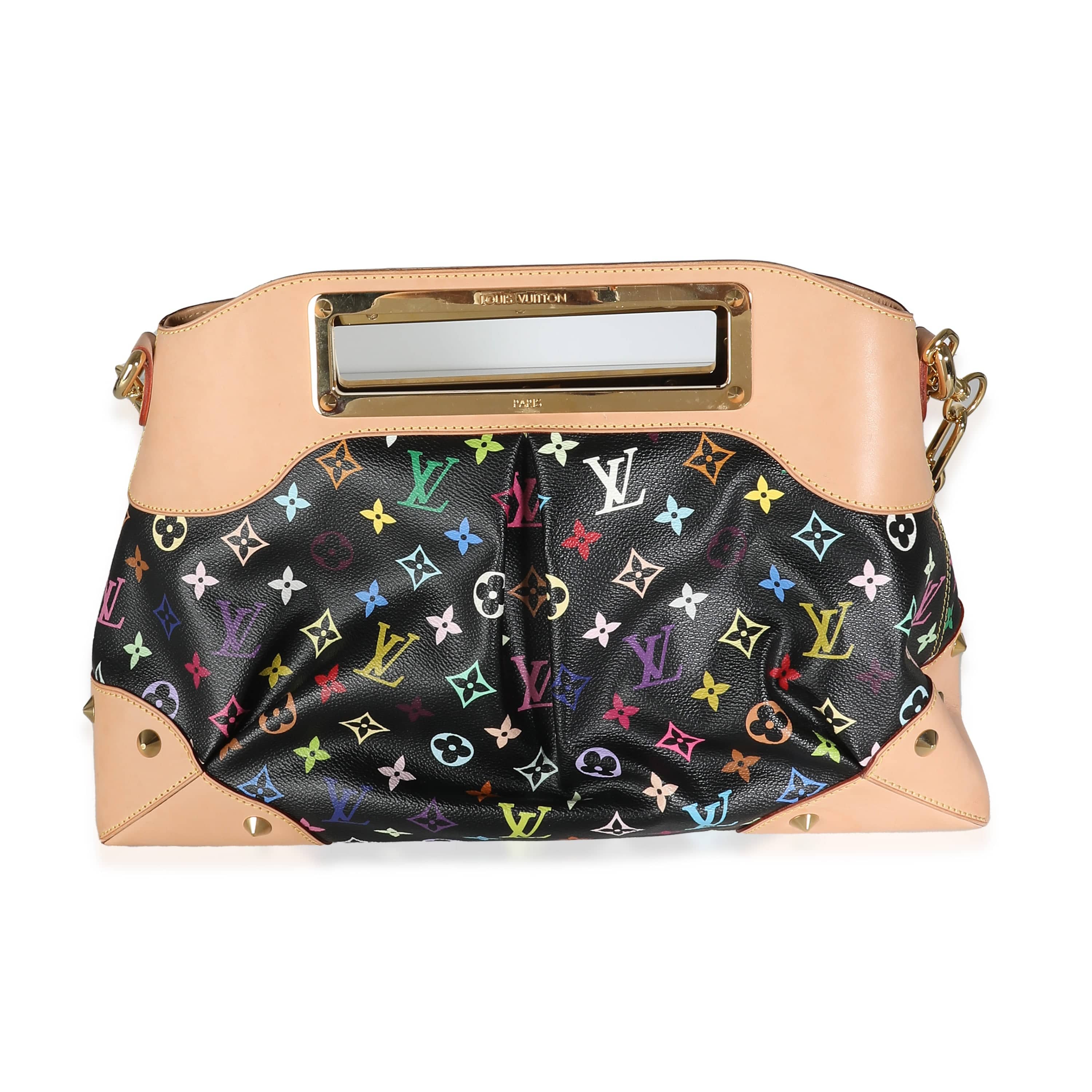 Louis Vuitton LV Black Monogram Multicolore Canvas Judy MM