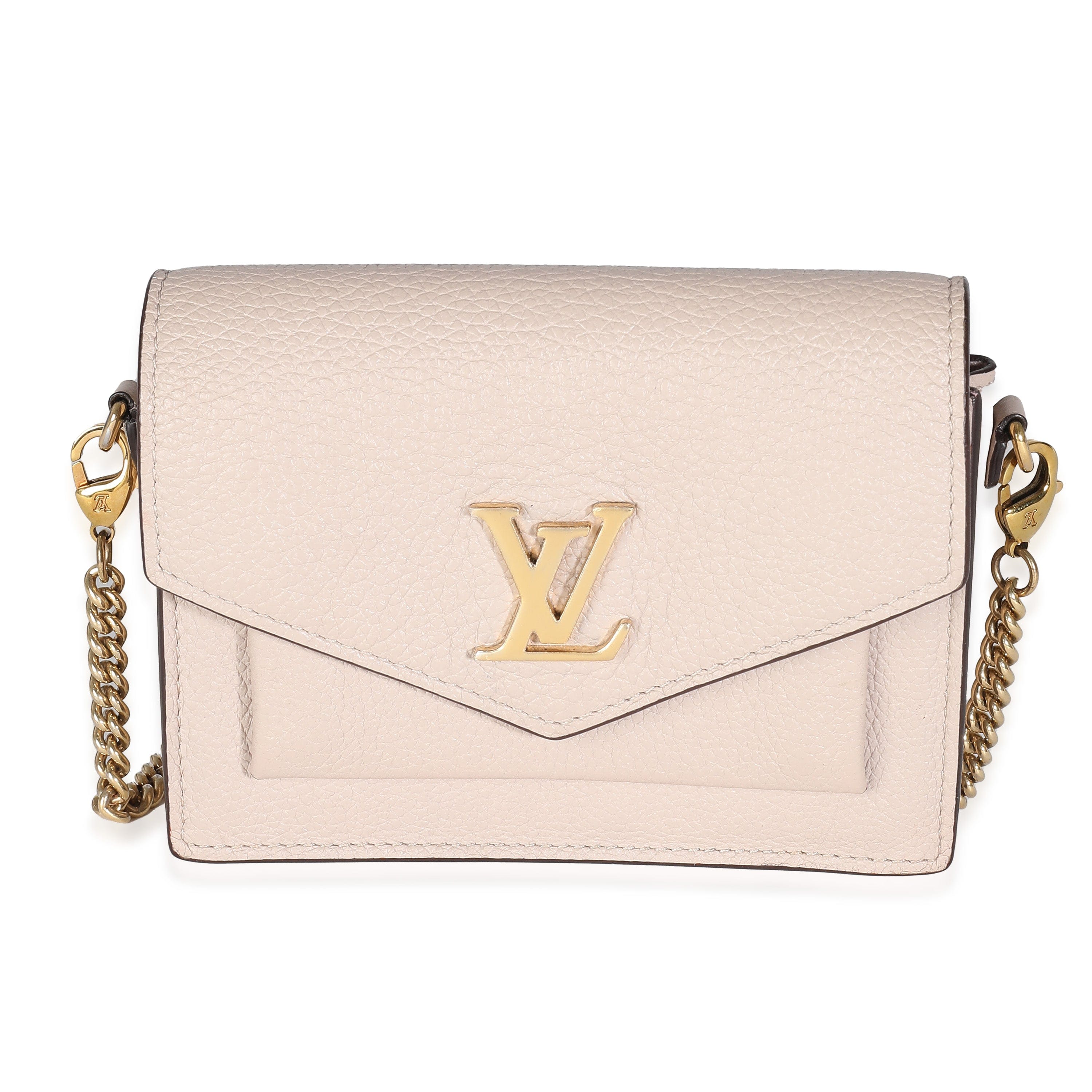 Louis Vuitton LV Greige Calfskin Mini MyLockMe Chain Pochette